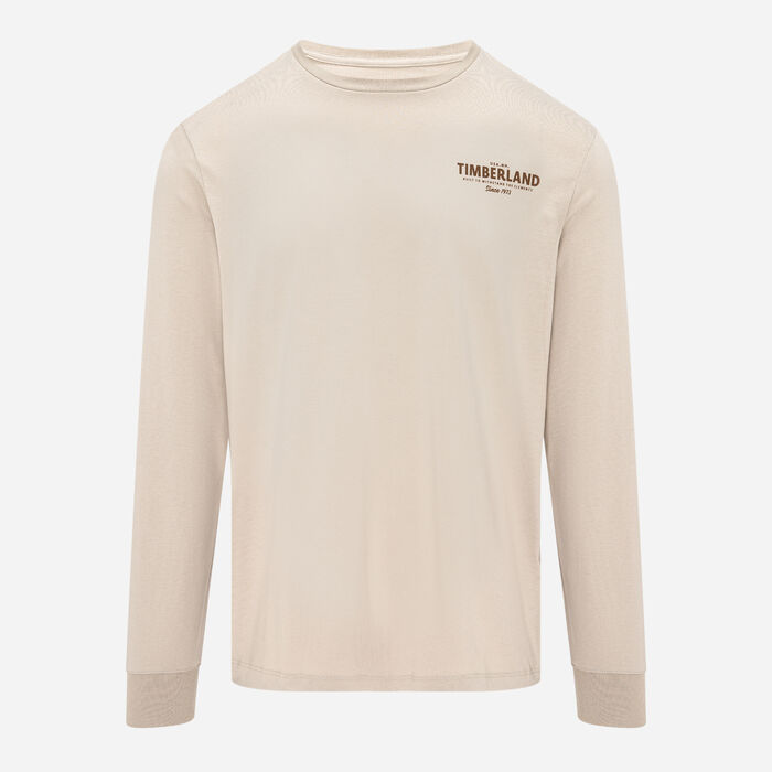 Timberland Men's Vintage Logo Long Sleeve Graphic T-Shirt Beige image number 0