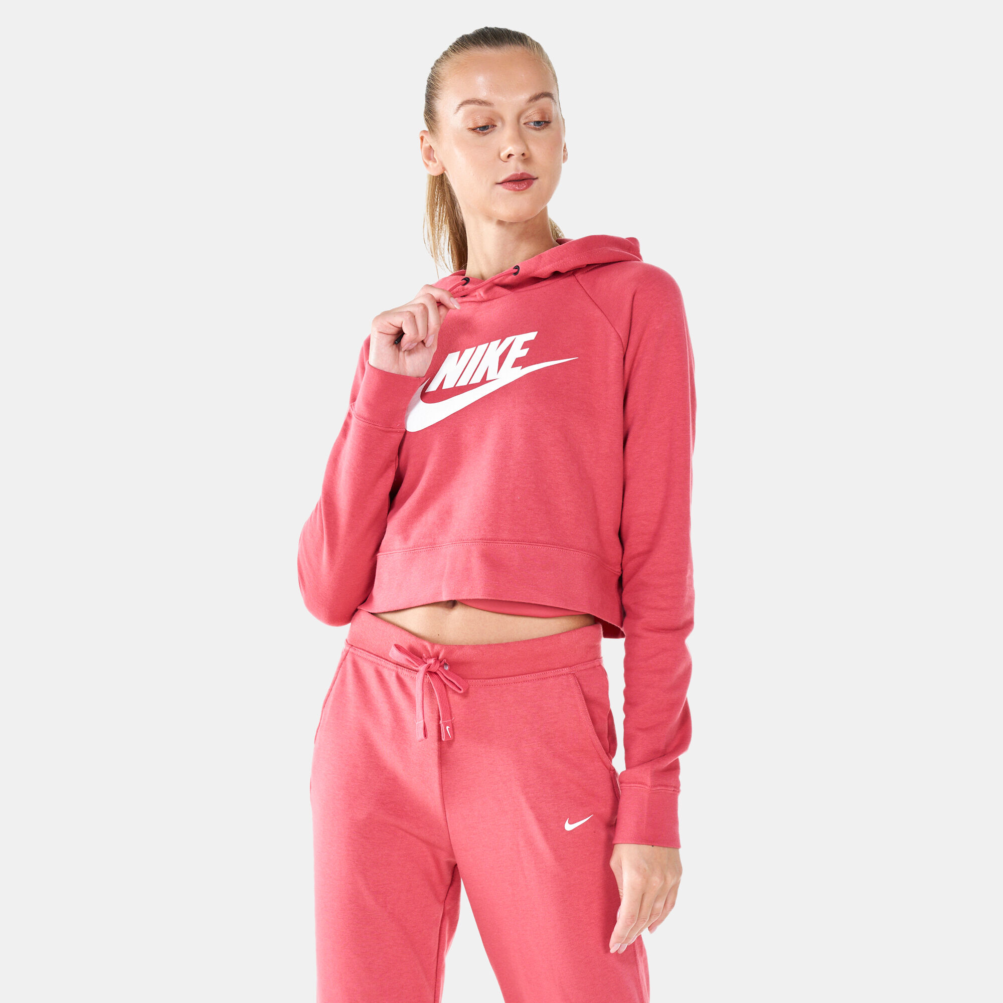 Buy Nike Women s Sportswear Essential Cropped Hoodie Pink in