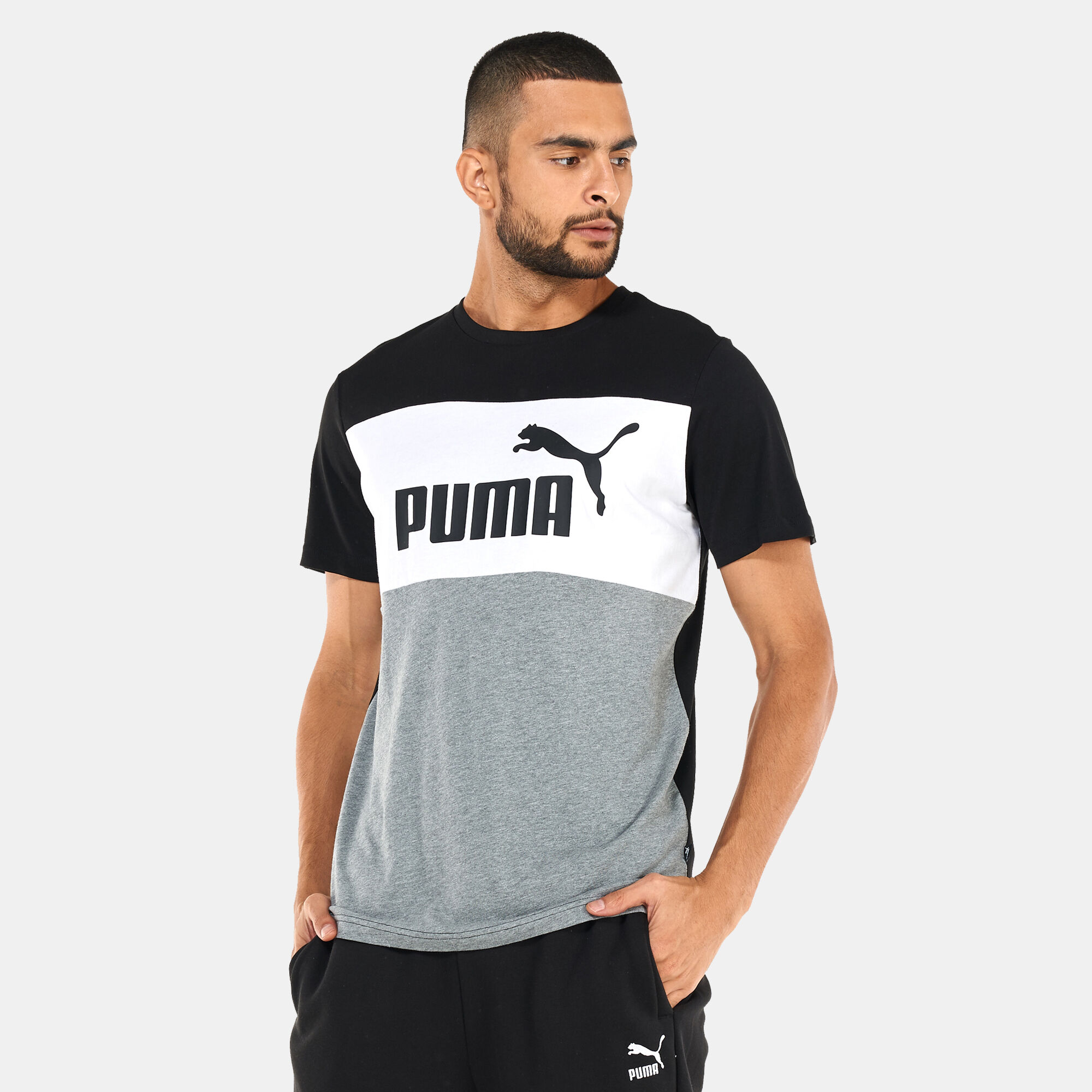 Men s Essentials Colourblocked T Shirt Grey PUMA in Kuwait SSS