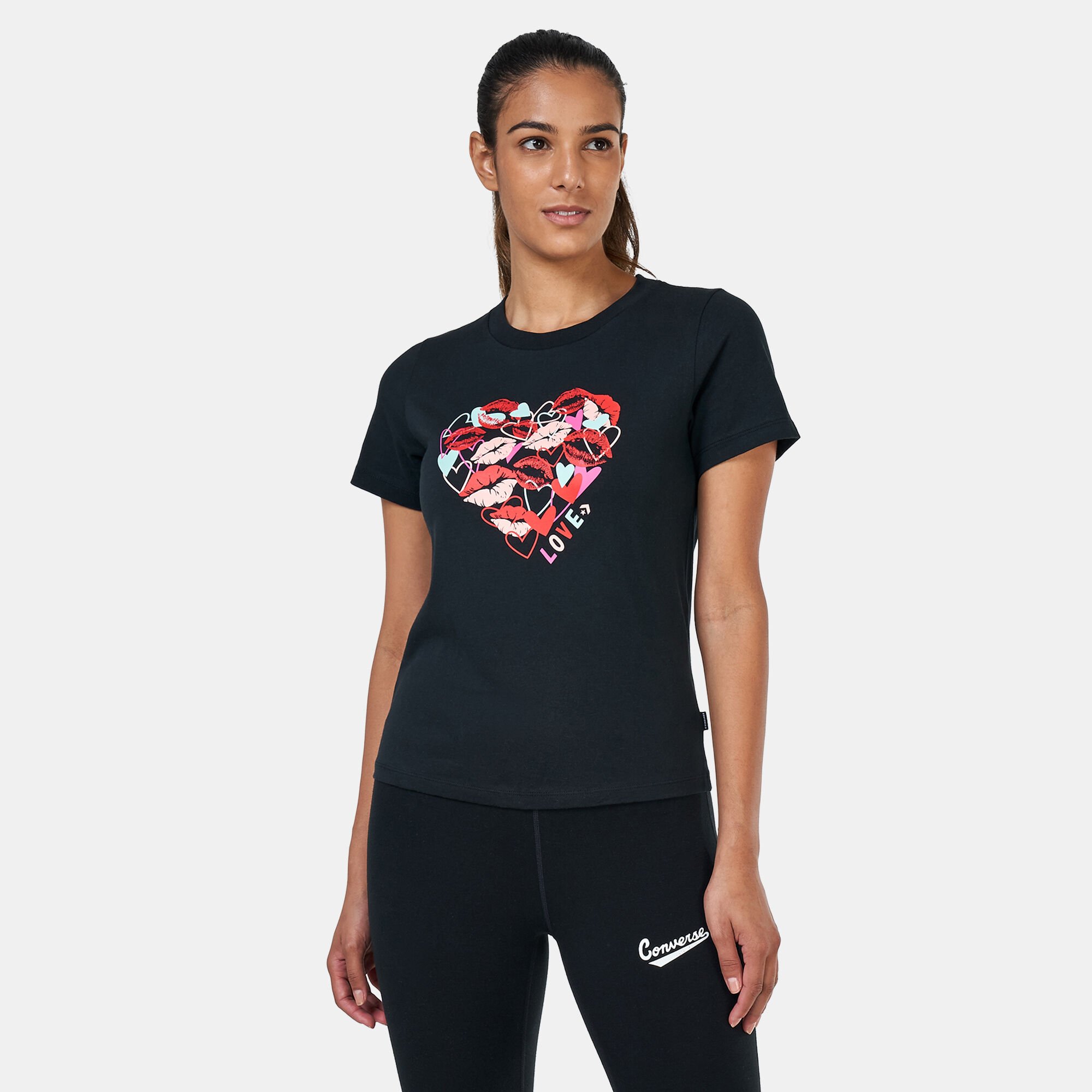 Women s Valentine s Day Heart T Shirt Black Converse in Kuwait SSS