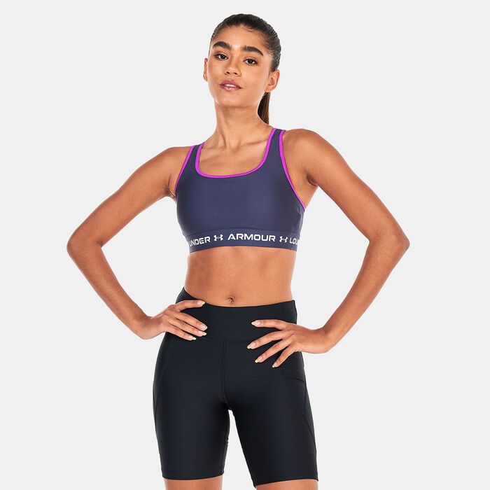 Under Armour Training crossback mid support sports bra in purple