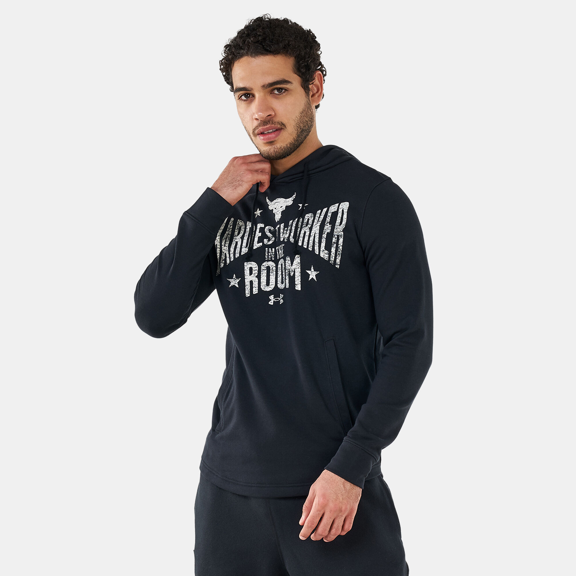 Buy Under Armour Men s UA Project Rock Terry Hoodie Black in