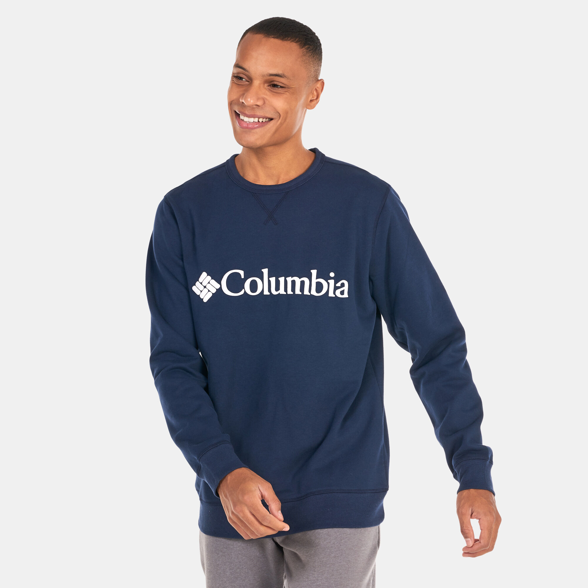 Men s Columbia Logo Fleece Crew Sweatshirt Blue Columbia in Kuwait SSS