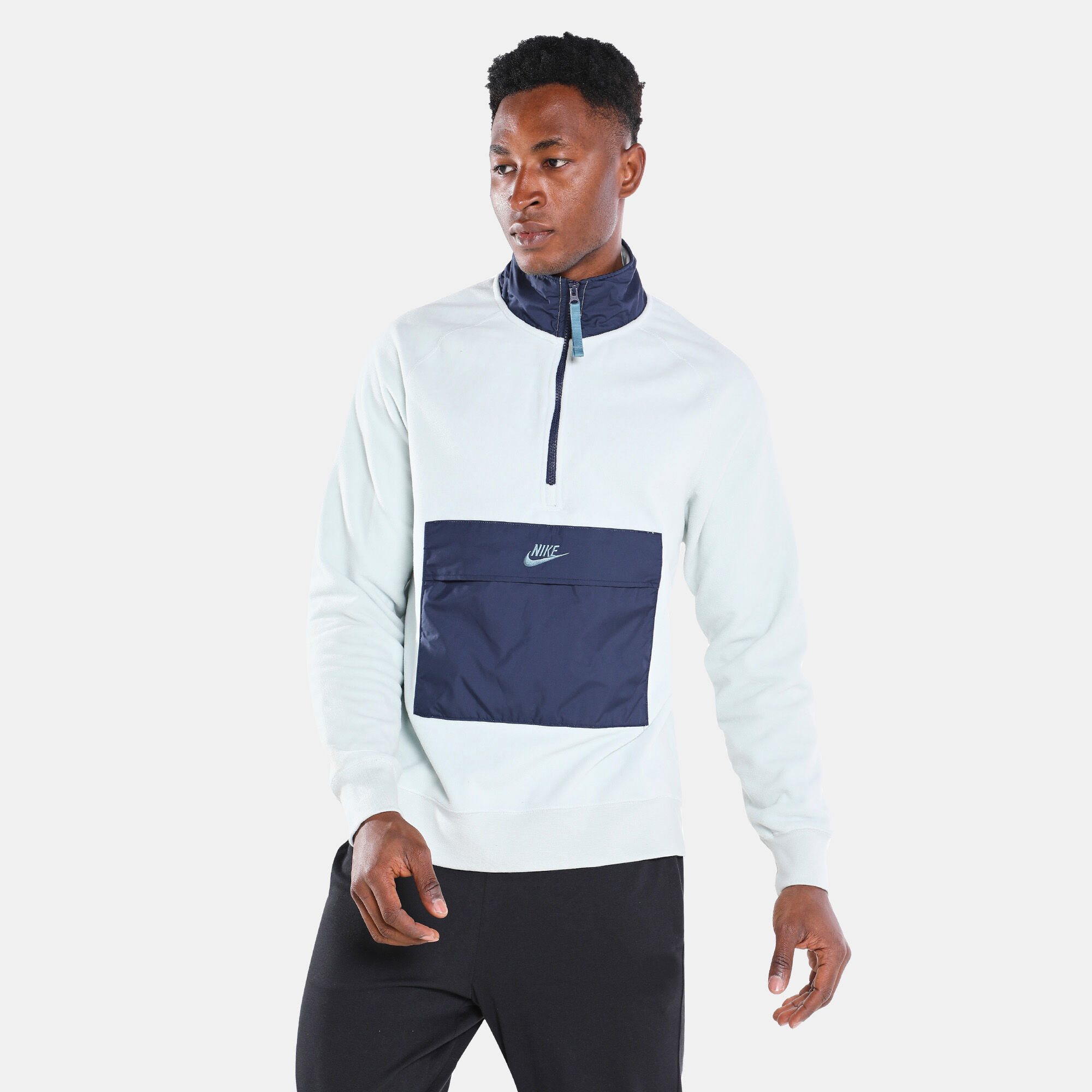Nike Men s Sportswear Half Zip Winter Core Sweatshirt Silver in
