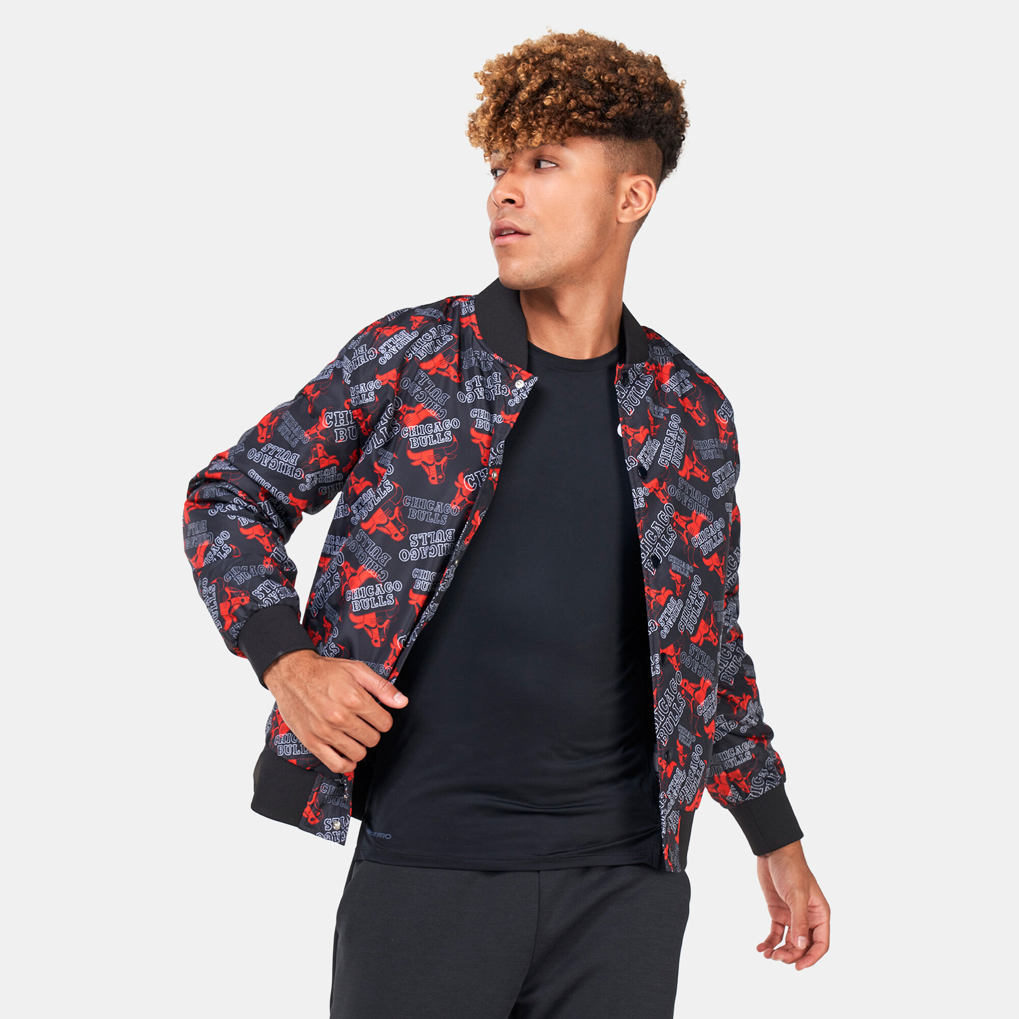 Men s Chicago Bulls Team Allover Print Bomber Jacket