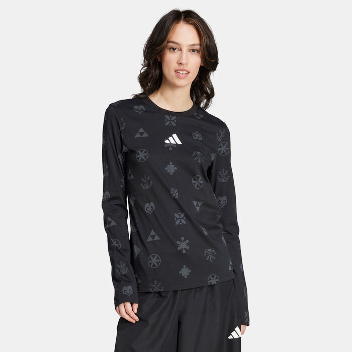 adidas Women's Bloom Sky Print T-Shirt Black image number 0