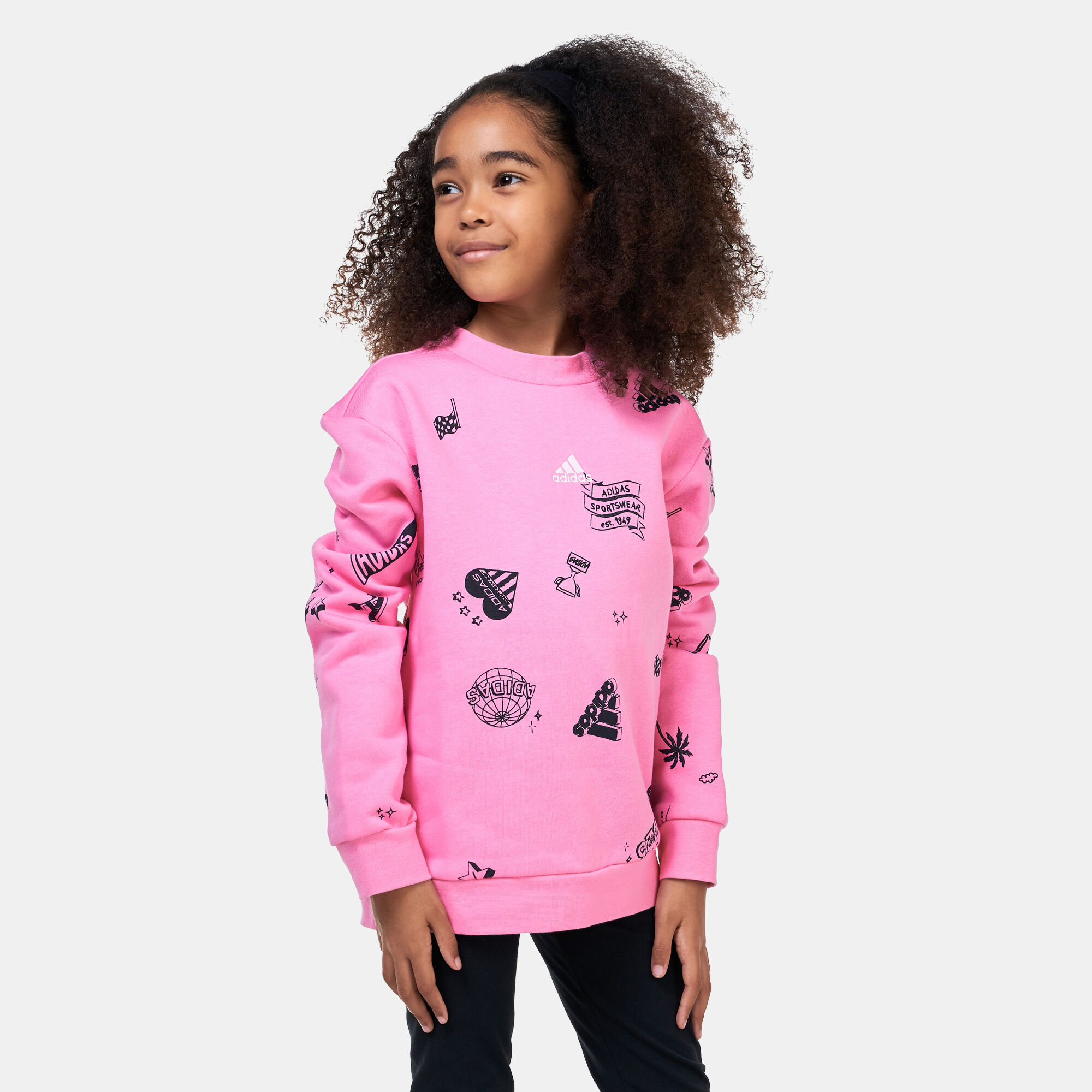 Buy adidas Kids Brand Love Allover Print Sweatshirt Pink in Kuwait SSS