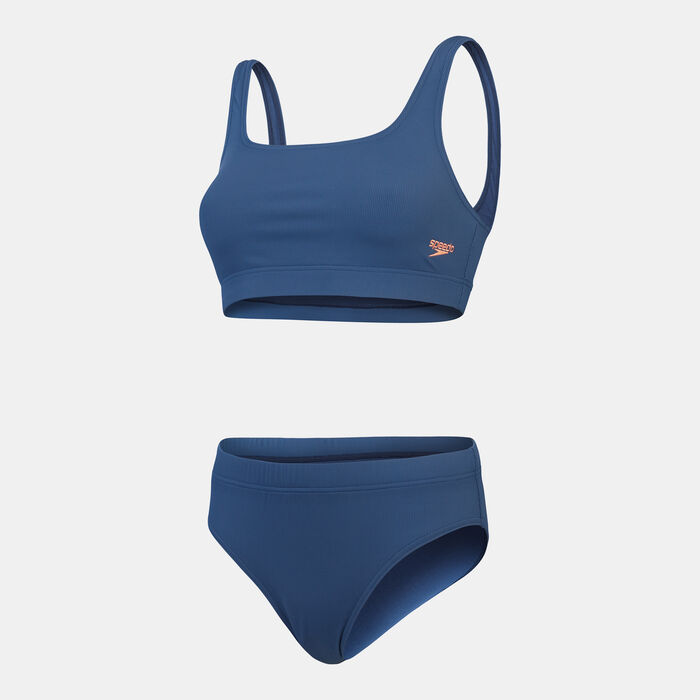 Speedo Women's Textured U-Back 2-Piece Bikini Set Blue image number 0