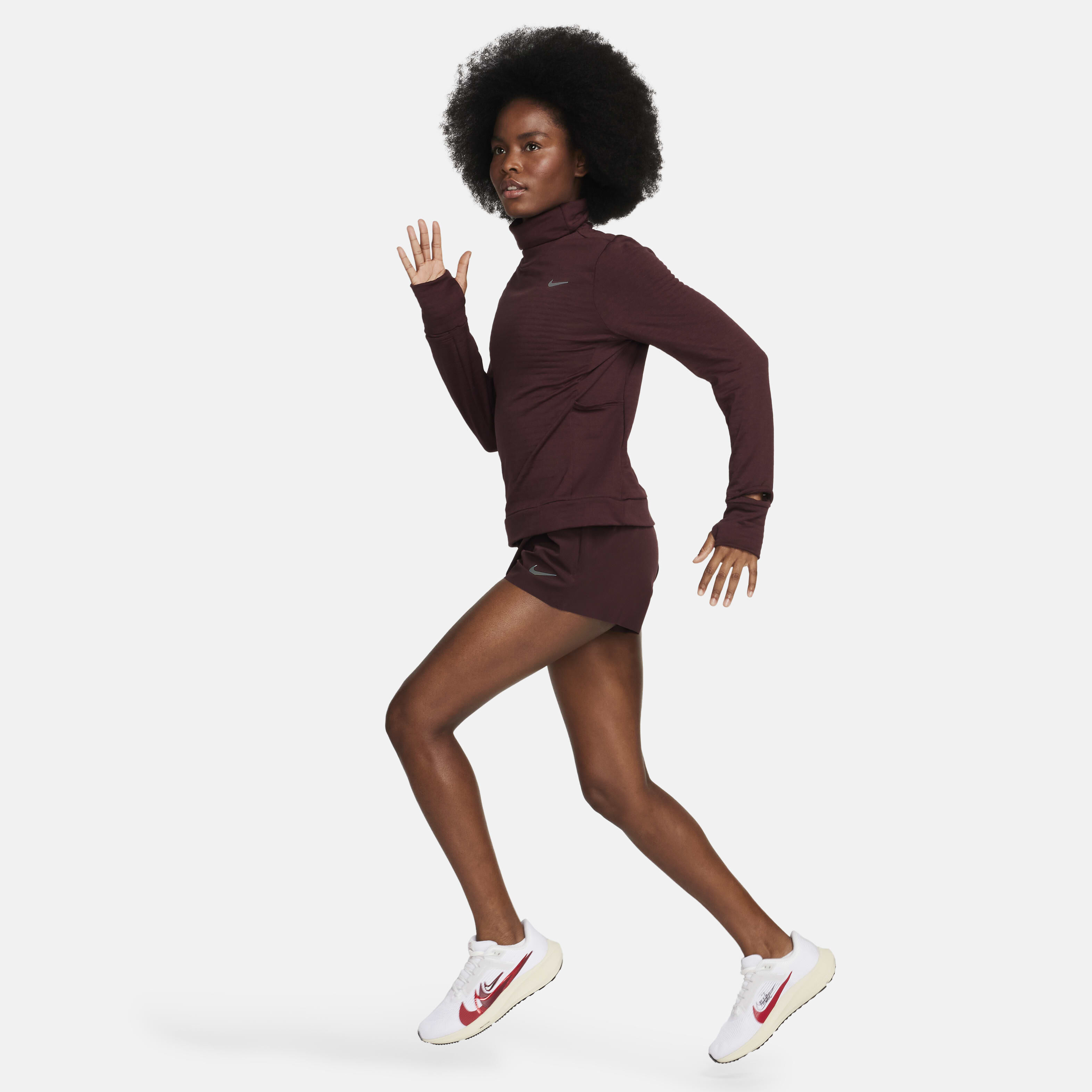Women s Therma FIT Swift Turtleneck Running Top Brown Nike in Kuwait SSS