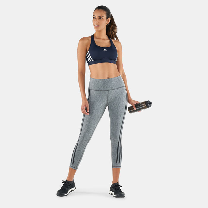 adidas Women's Powerreact Training Medium-Support 3-Stripes Sports Bra Blue image number 2