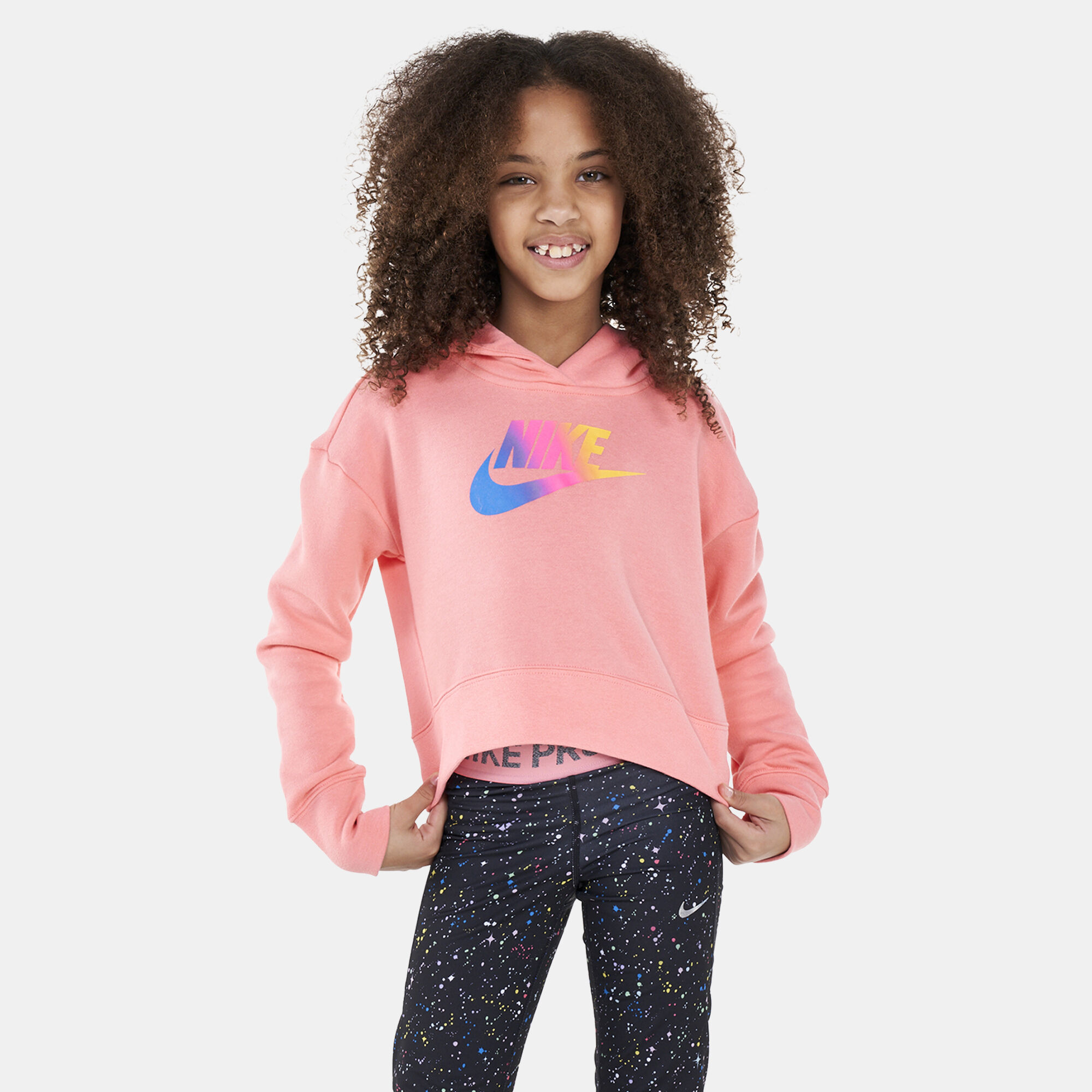 Pink nike cropped hoodie hot sale
