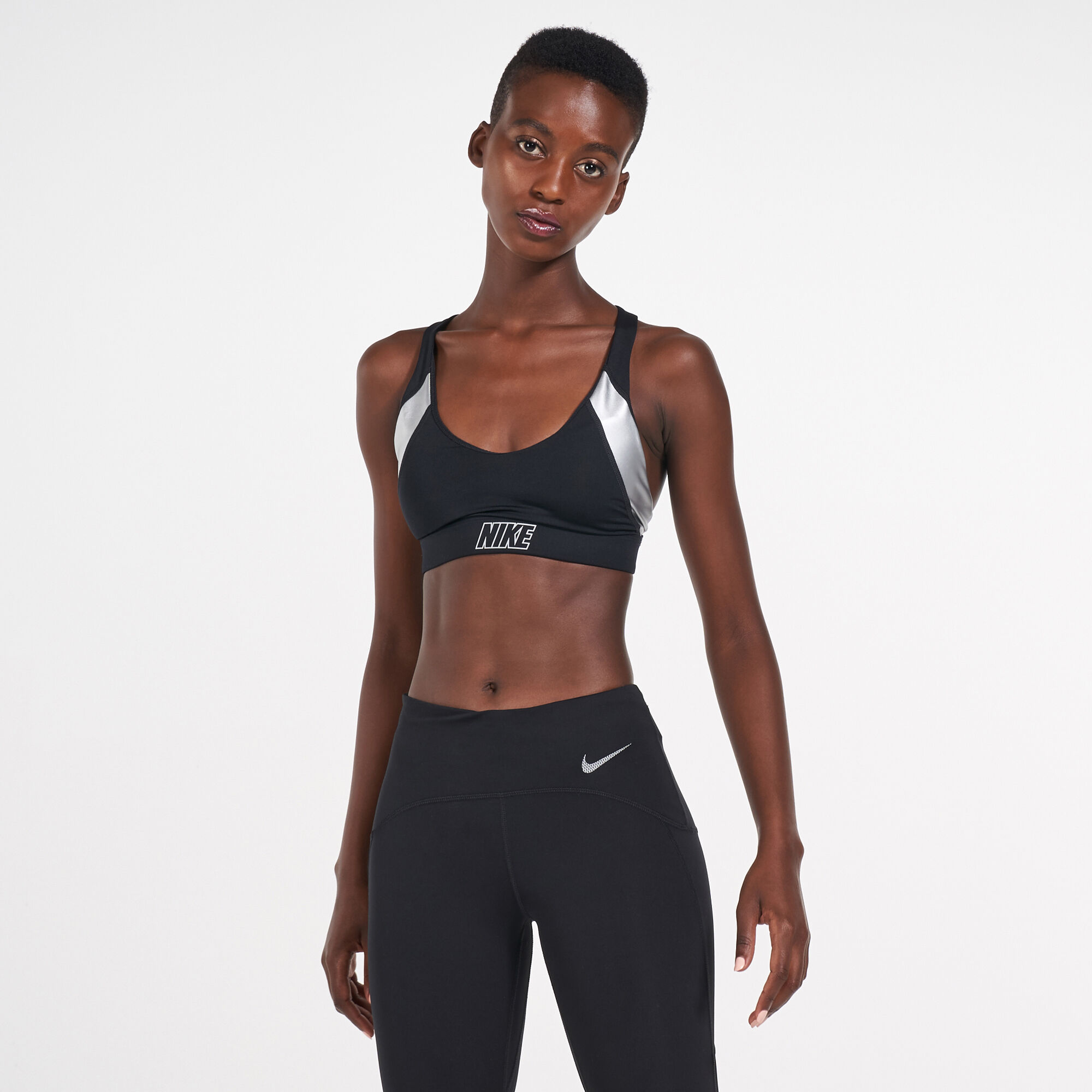 Nike indy logo sports bra black clearance