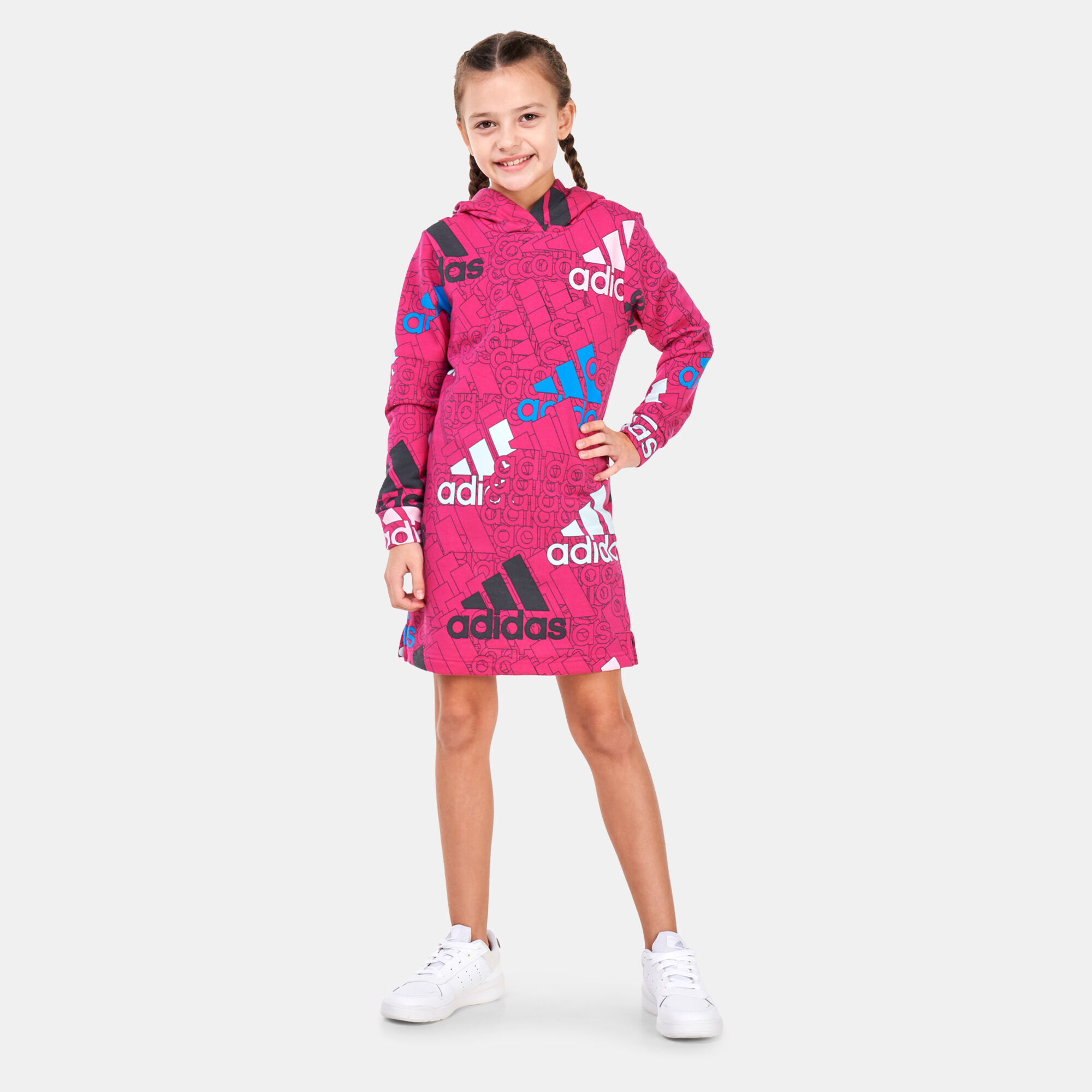 Kids\' Kuwait adidas Red Essentials Brand -SSS Buy Love in Print Hooded Dress