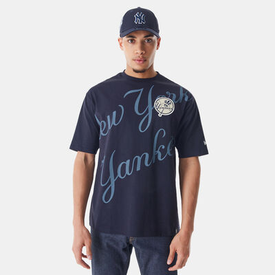 New Era Men's MLB New York Yankees Script Graphic T-Shirt Blue