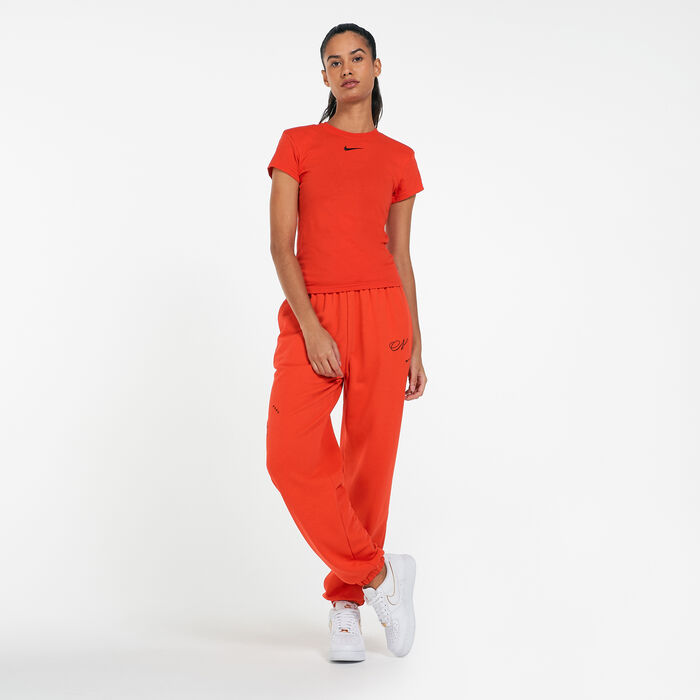 Nike Women's Sportswear Icon Clash Oversized Fleece Joggers Red image number 2