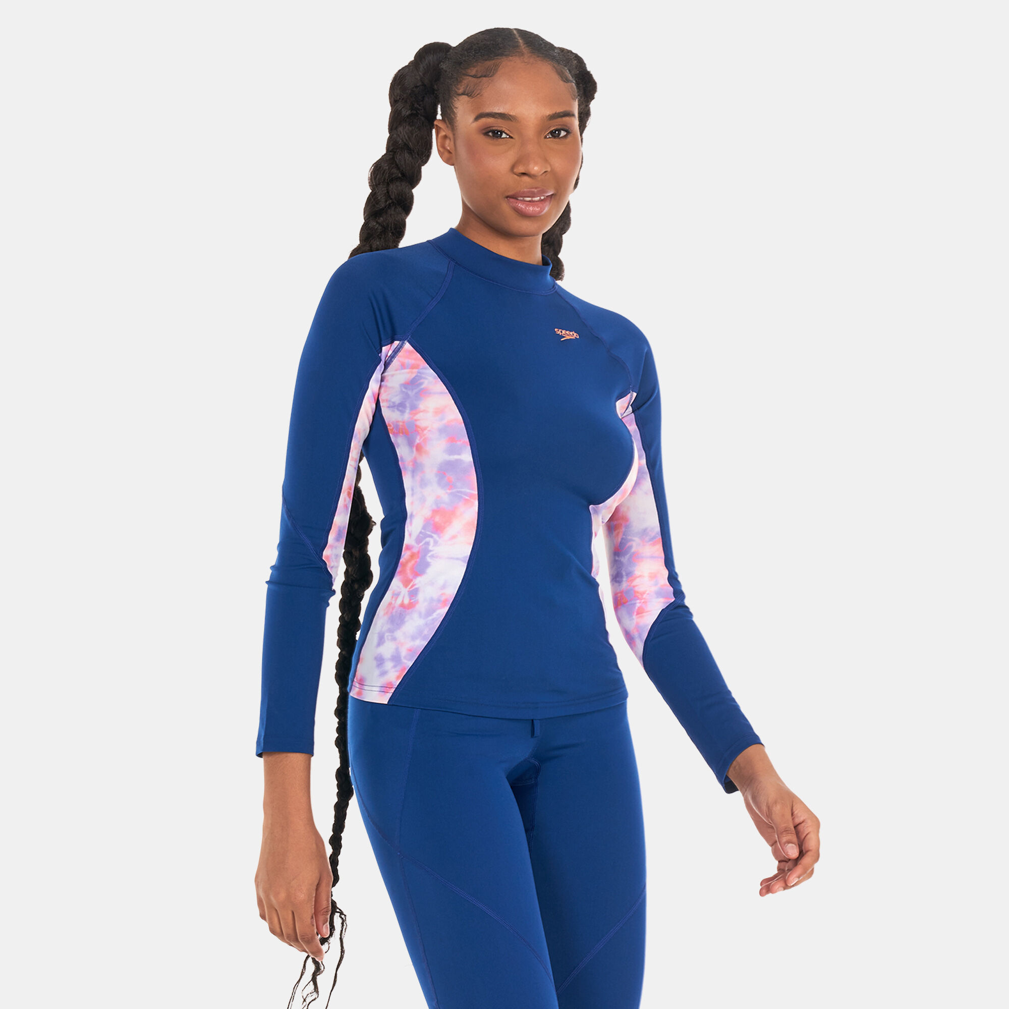 【お1人様1点限り】 Shop Speedo Women's Printed Long Sleeve Rashguard Blue 水着・ラッシュガード