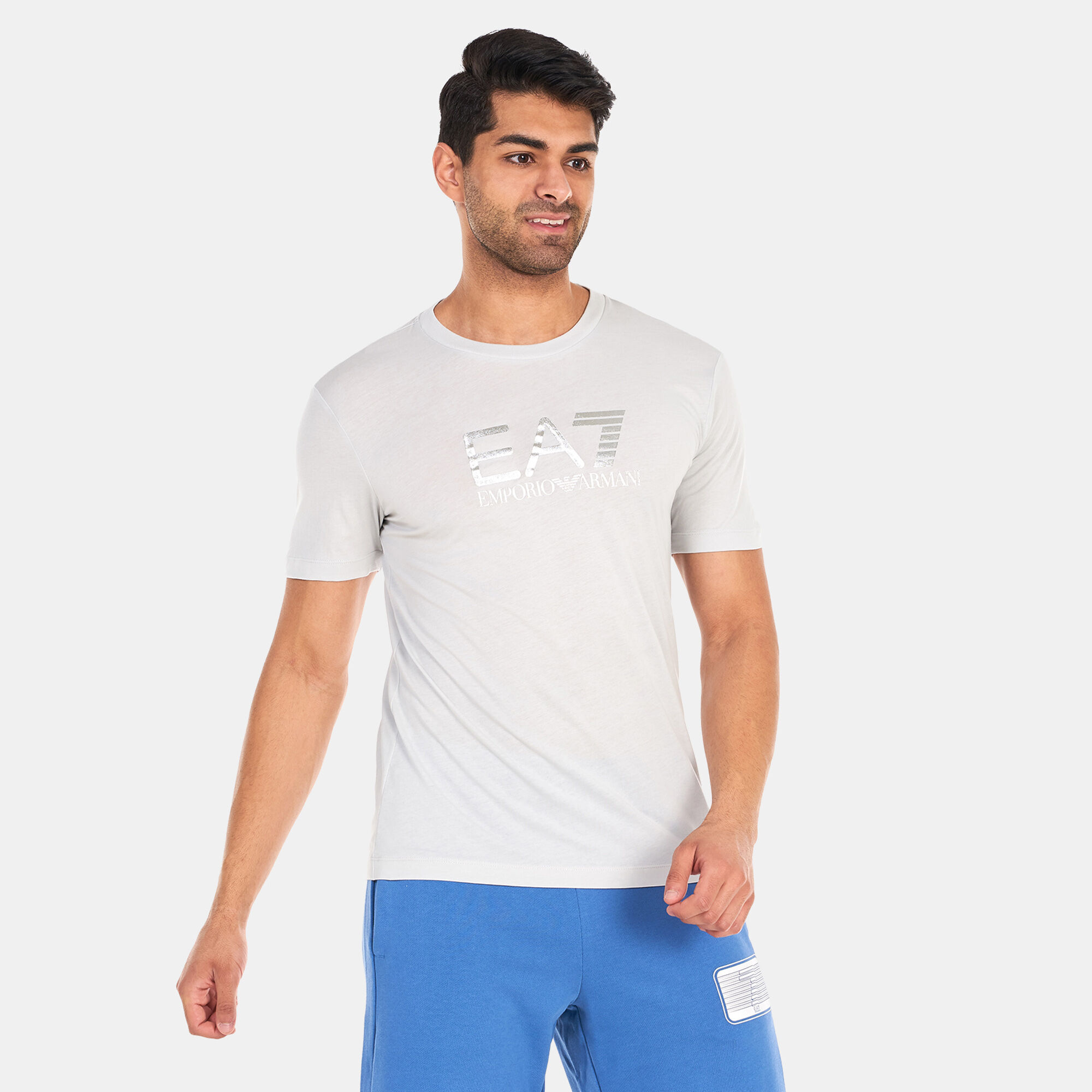 Buy EA7 Emporio Armani Men s Big Logo Sand 7 Lines T Shirt Grey in