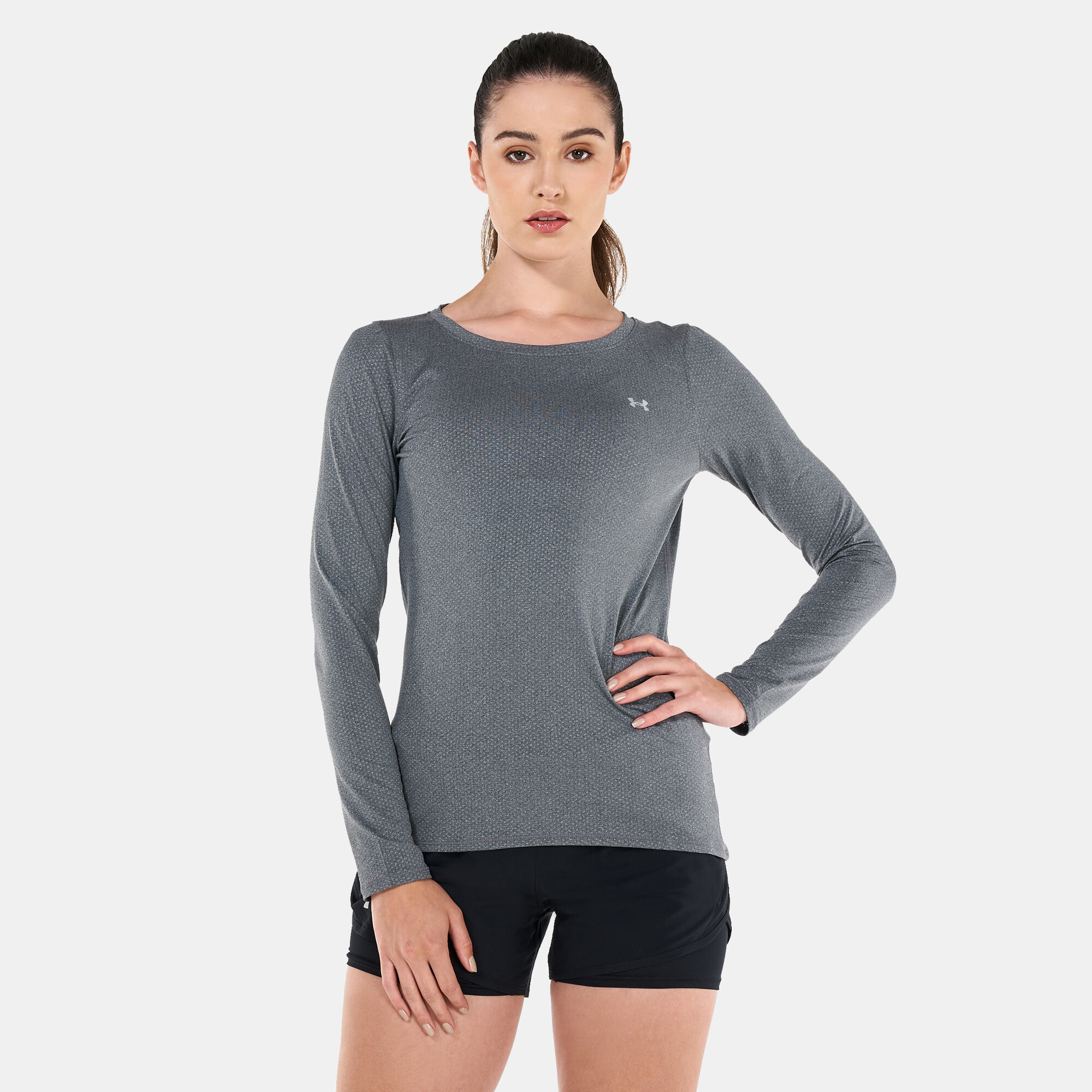 Women s HeatGear Armour Long Sleeve Top Grey Under Armour in Kuwait SSS