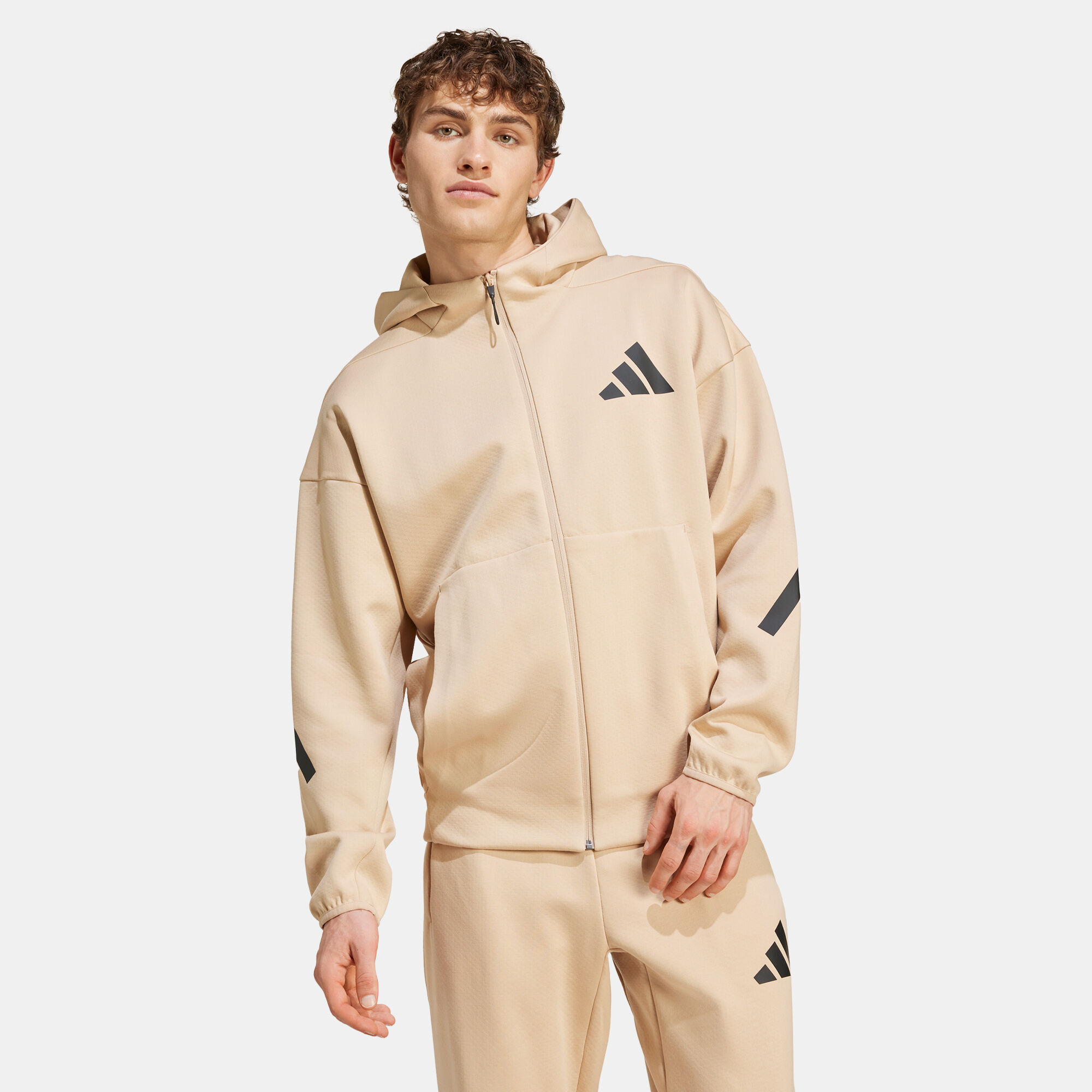 Men s Z.N.E. Full Zip Hoodie Beige adidas in Kuwait SSS