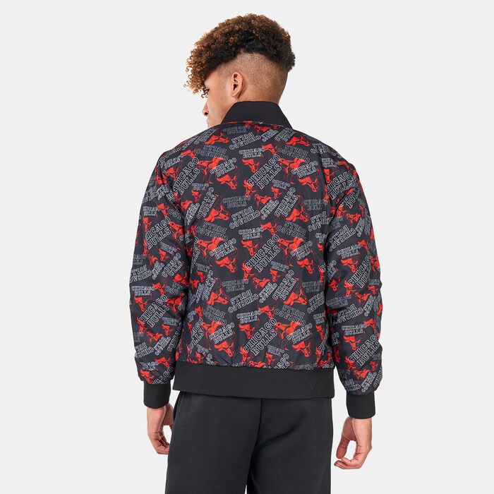 New Era Men's Chicago Bulls Team Allover Print Bomber Jacket Black image number 1