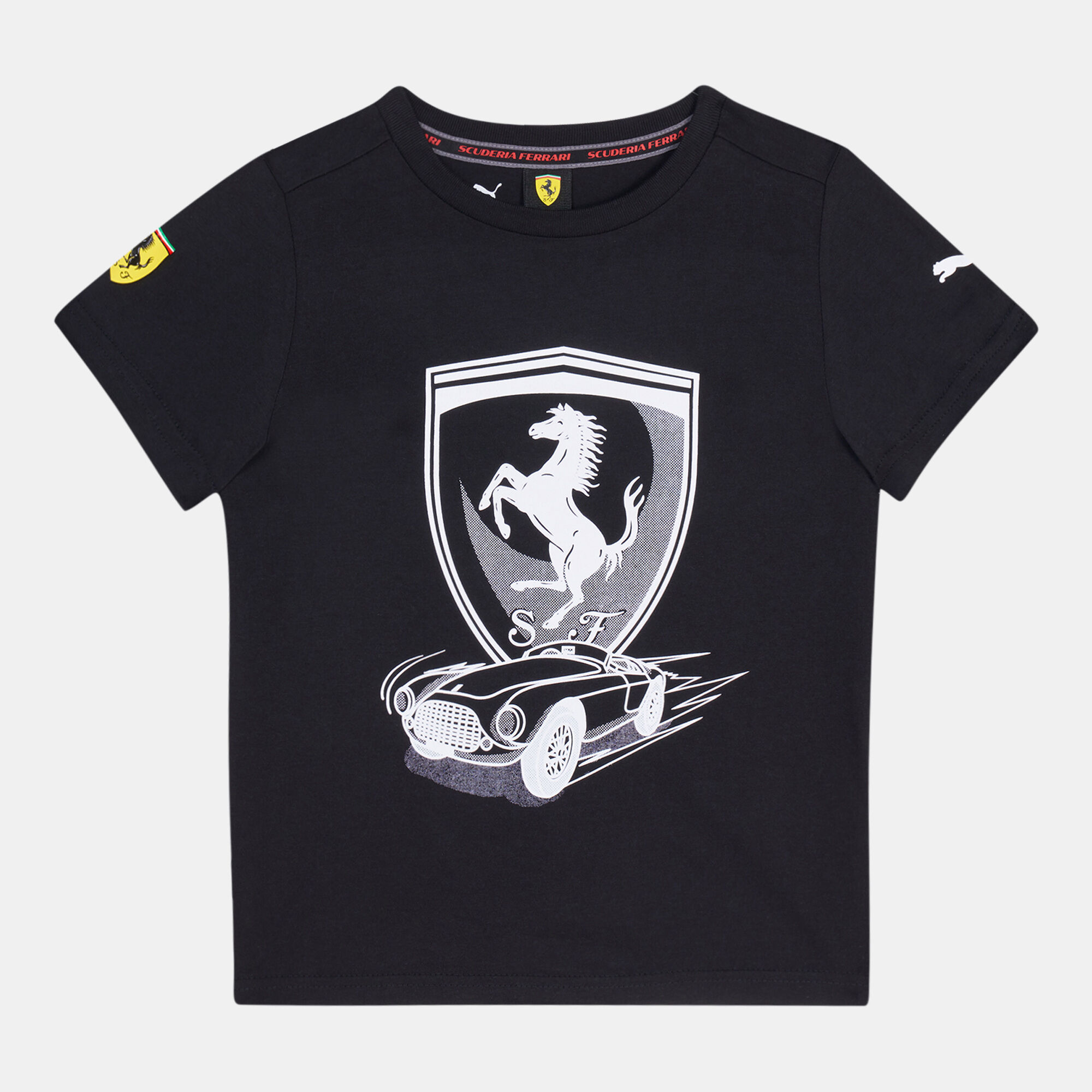 Kids Ferrari Race Big Shield Tonal T Shirt Black PUMA in Kuwait SSS
