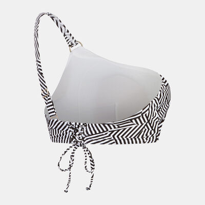 Speedo Women's Shaping Printed Asymmetric Swimming Top Black