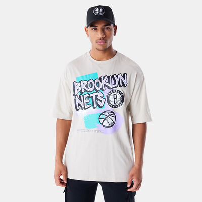 New Era Men's NBA Brooklyn Nets Retro Graphic T-Shirt Beige