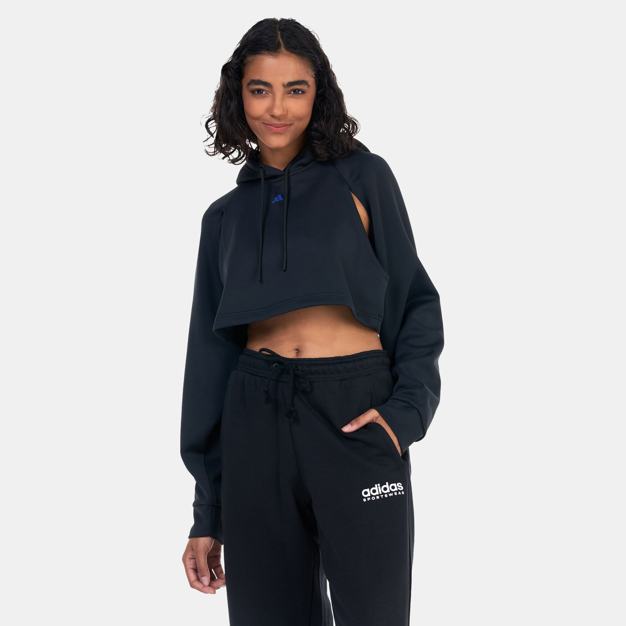 Adidas black cropped hoodie women's top