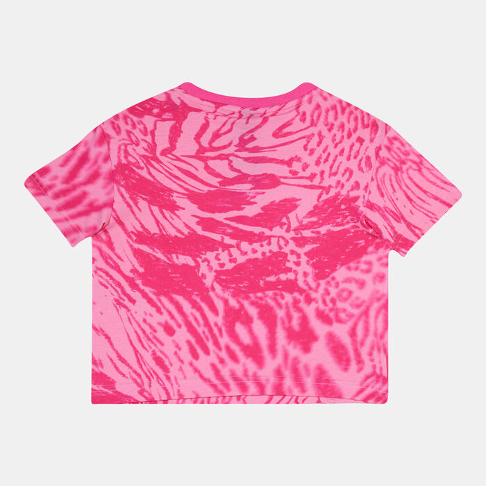 adidas Kids' Future Icons Hybrid Animal Print T-Shirt Grey image number 1