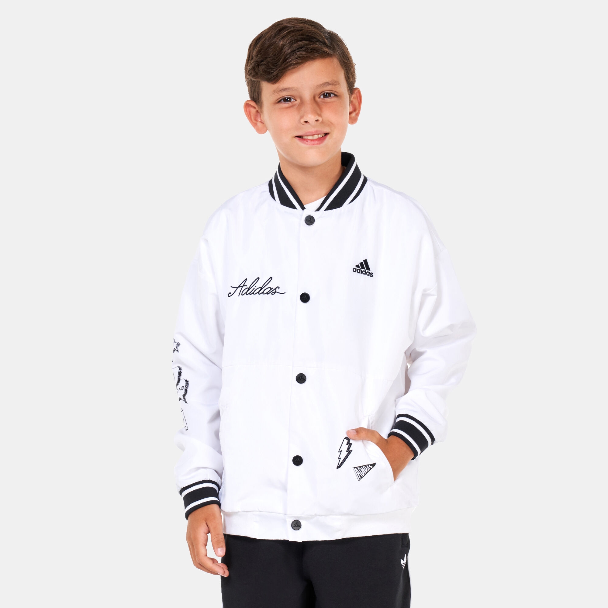 Kids Brand Love Woven Jacket White adidas in Kuwait SSS