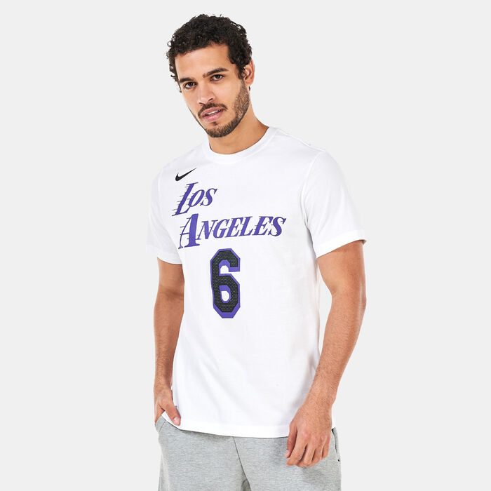 Los Angeles Lakers Nike City Edtion Name & Number T-Shirt - LeBron Janes -  White - Mens