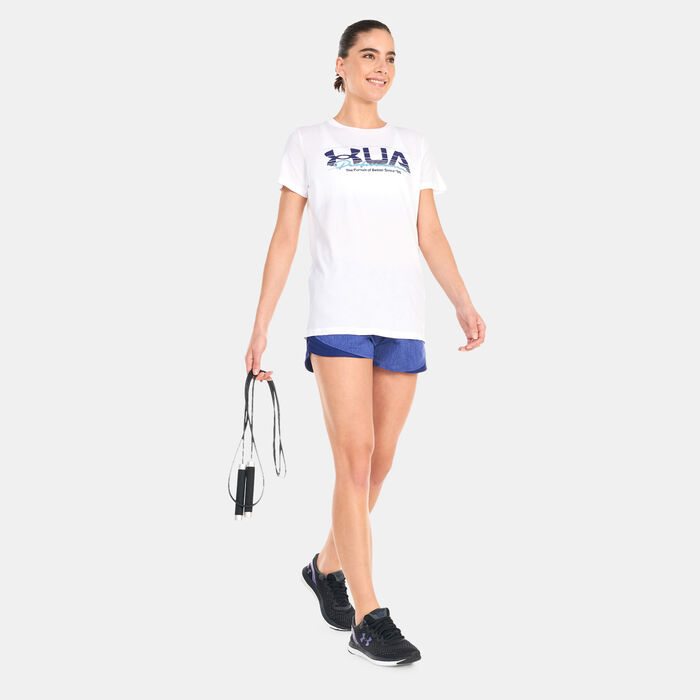 Under Armour Women's UA Play Up 3.0 Twist Shorts Blue image number 2