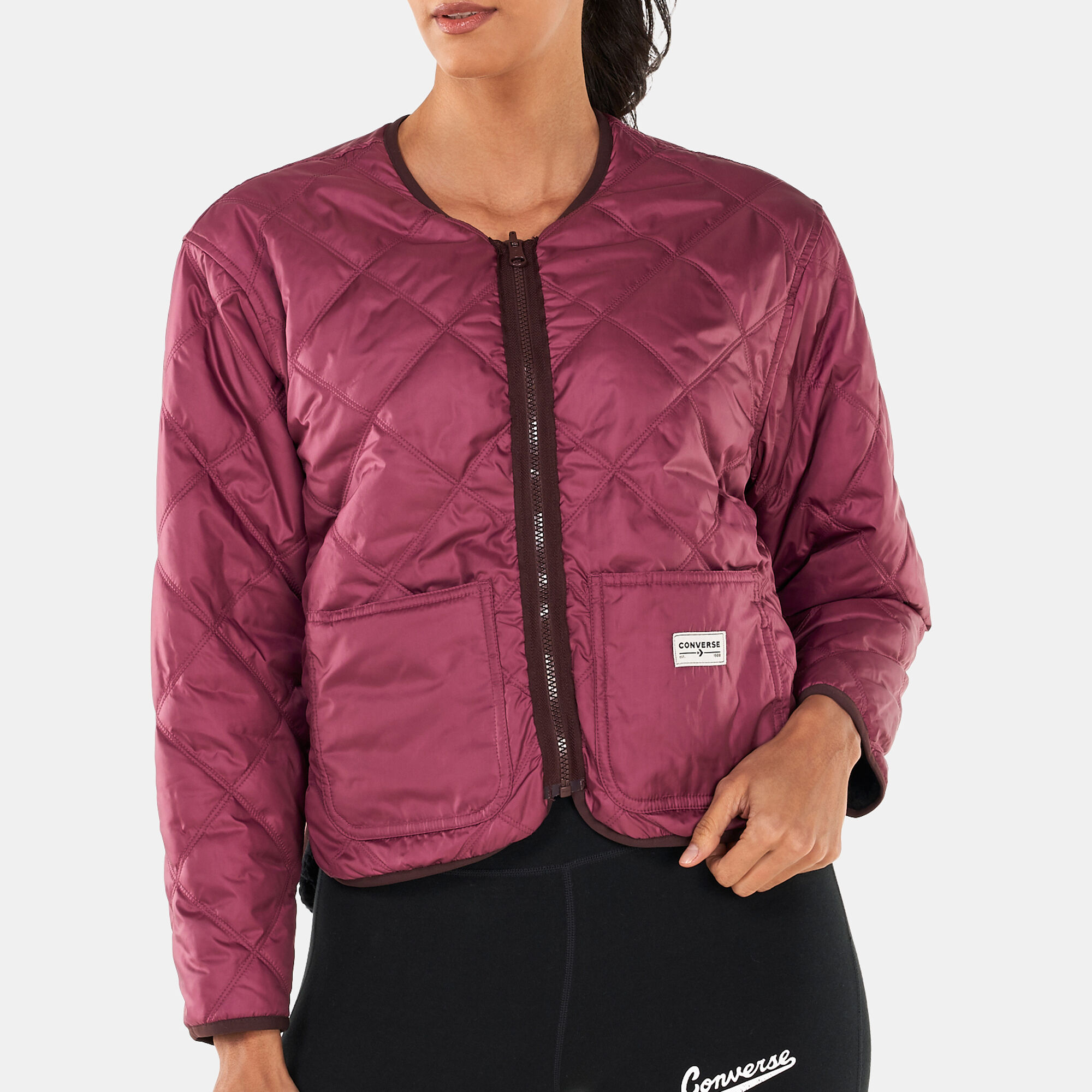 Women s Reversible Sherpa Quilted Jacket Black Converse in Kuwait SSS
