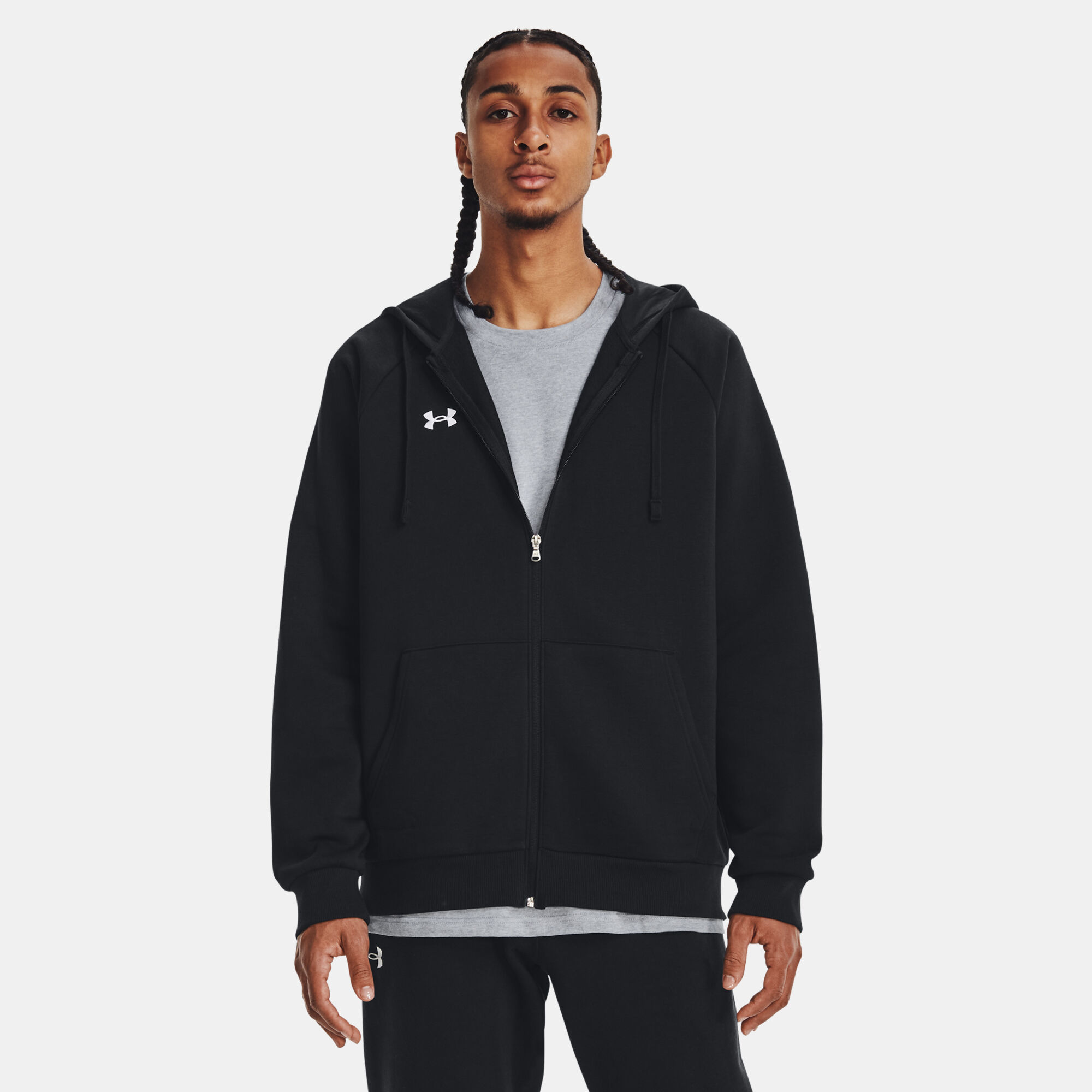 Men s Rival Fleece Full Zip Hoodie Black Under Armour in Kuwait SSS