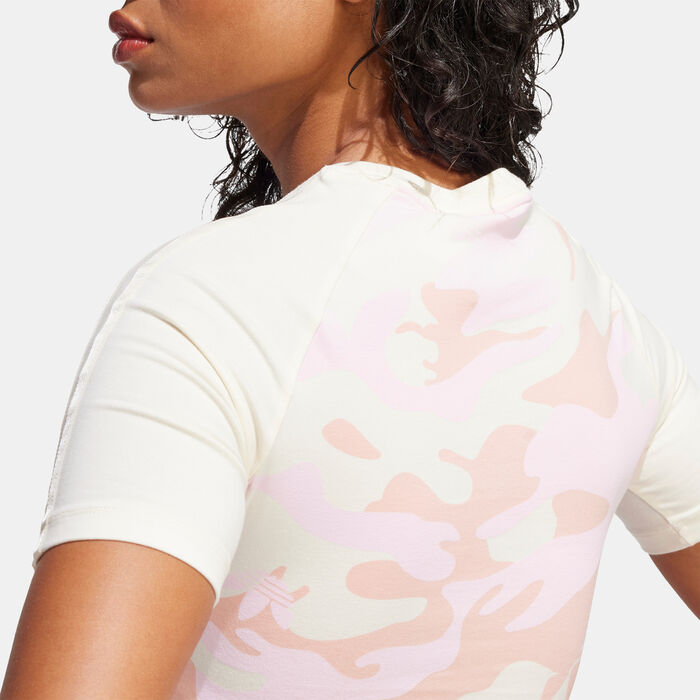 adidas Originals Women's Camo Allover Print Crop Top White image number 3