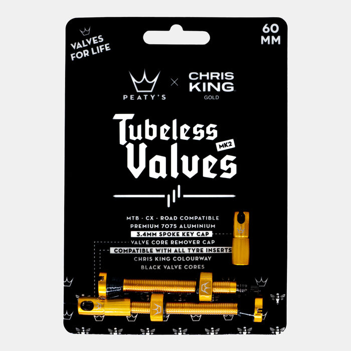 Peaty&rsquo;s x Chris King (MK2) Tubeless Valves - 60mm Gold image number 1