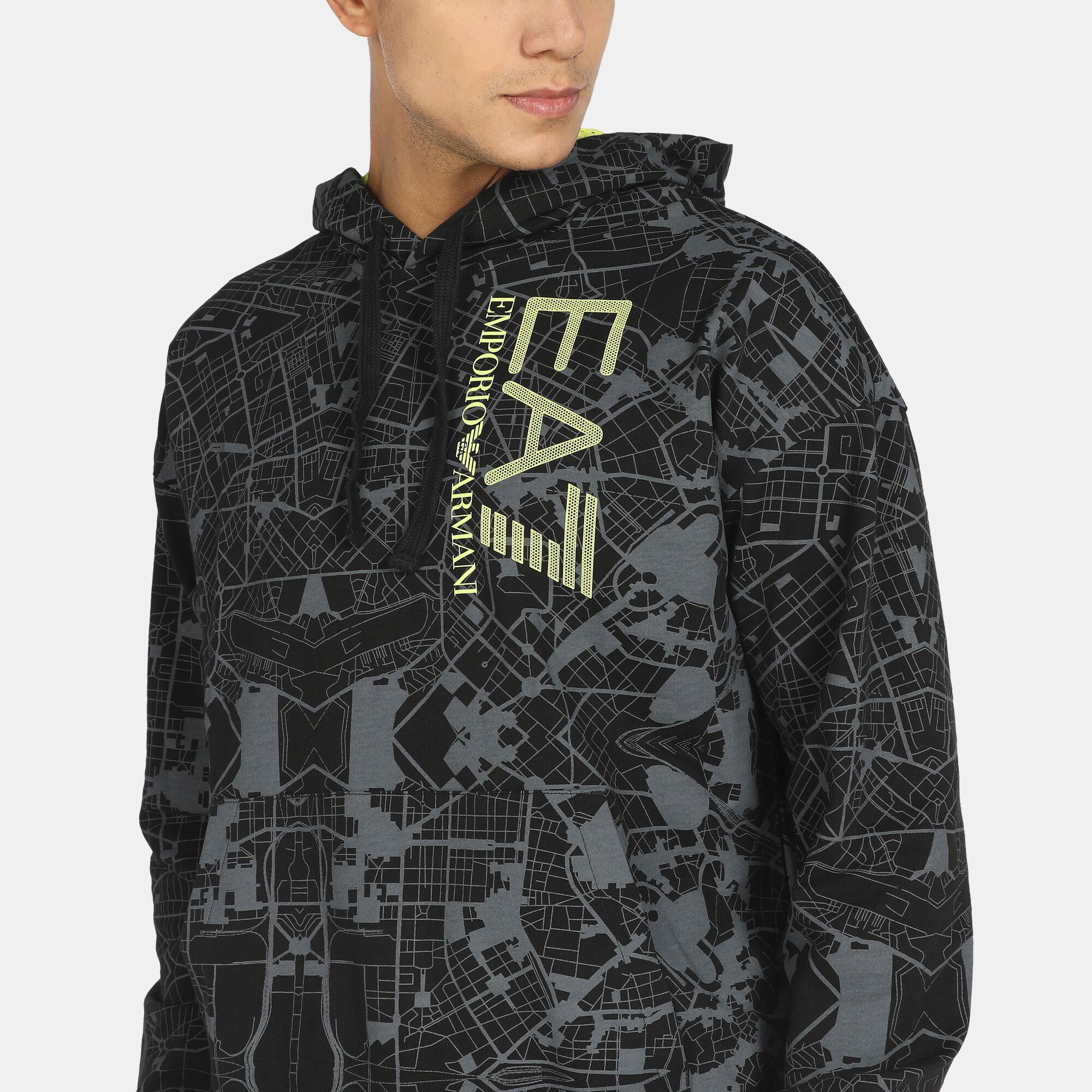Men s Allover Print Hoodie Black EA7 Emporio Armani in Kuwait SSS