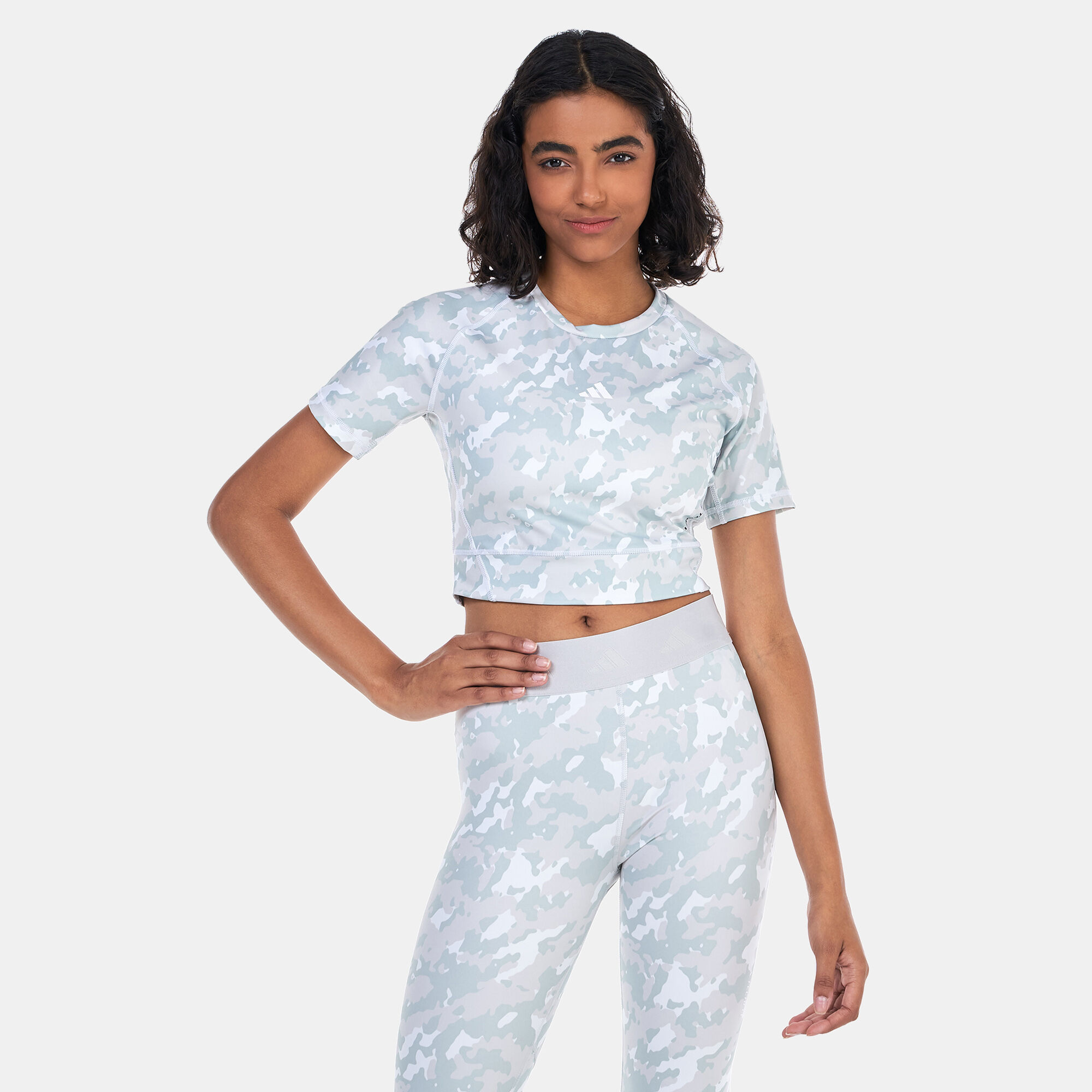 Buy adidas Women s Techfit Camo Print Crop Training Top White in Kuwait SSS