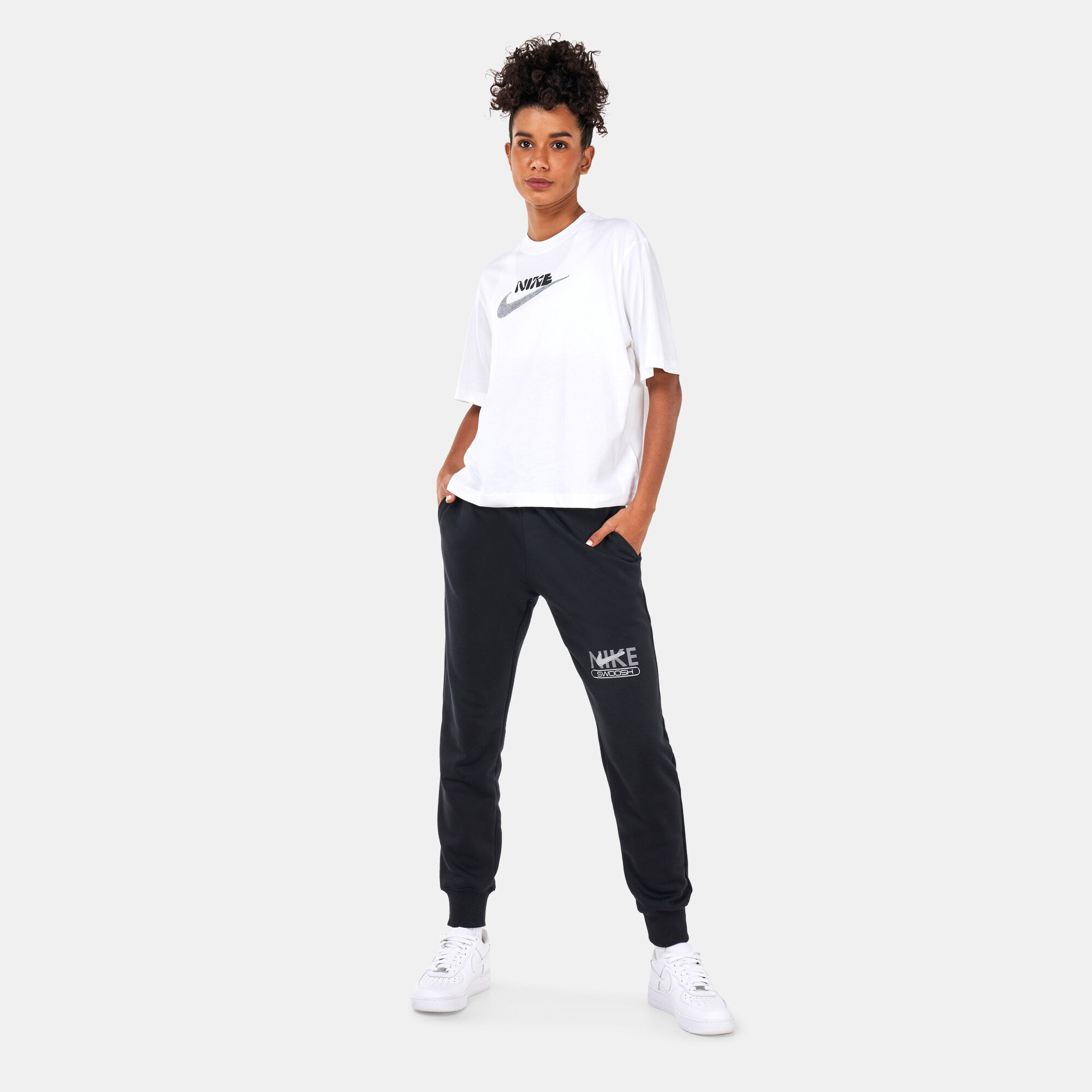 Women s Sportswear Swoosh Fleece Joggers Black Nike in Kuwait SSS