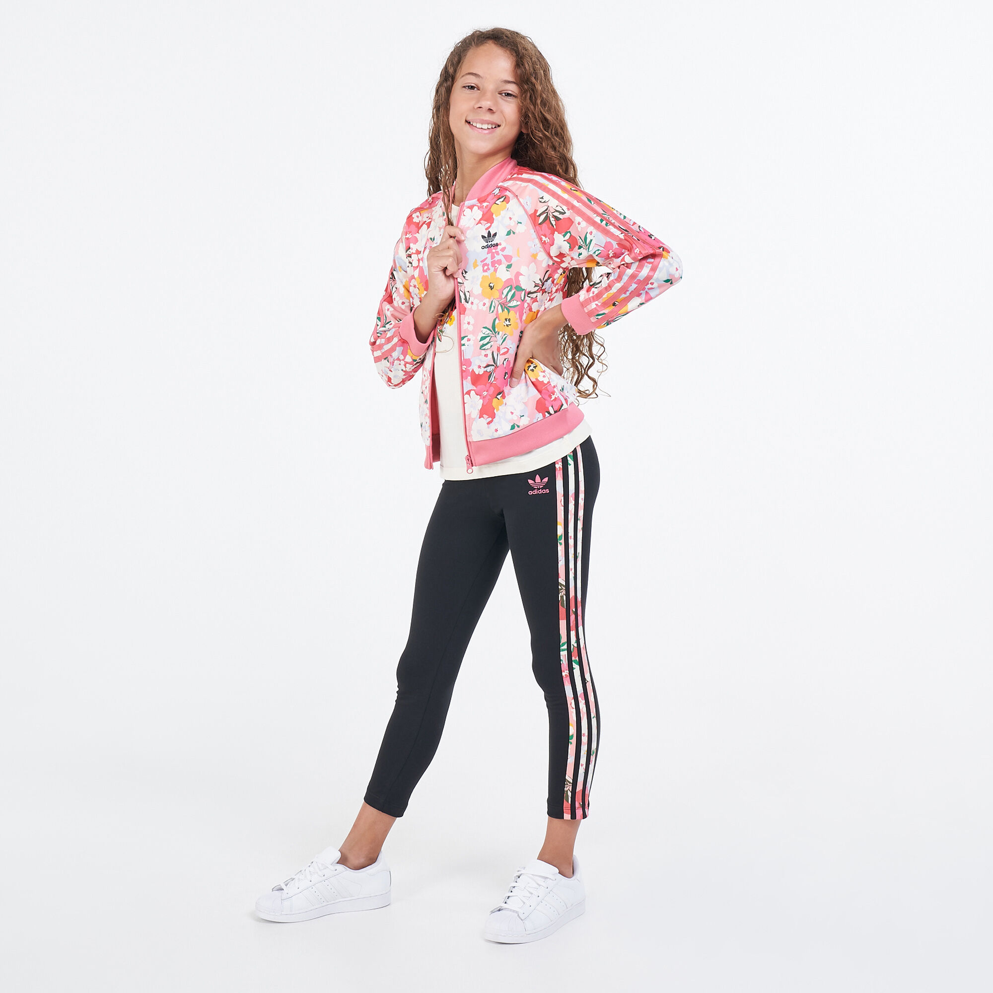 Adidas floral track jacket deals