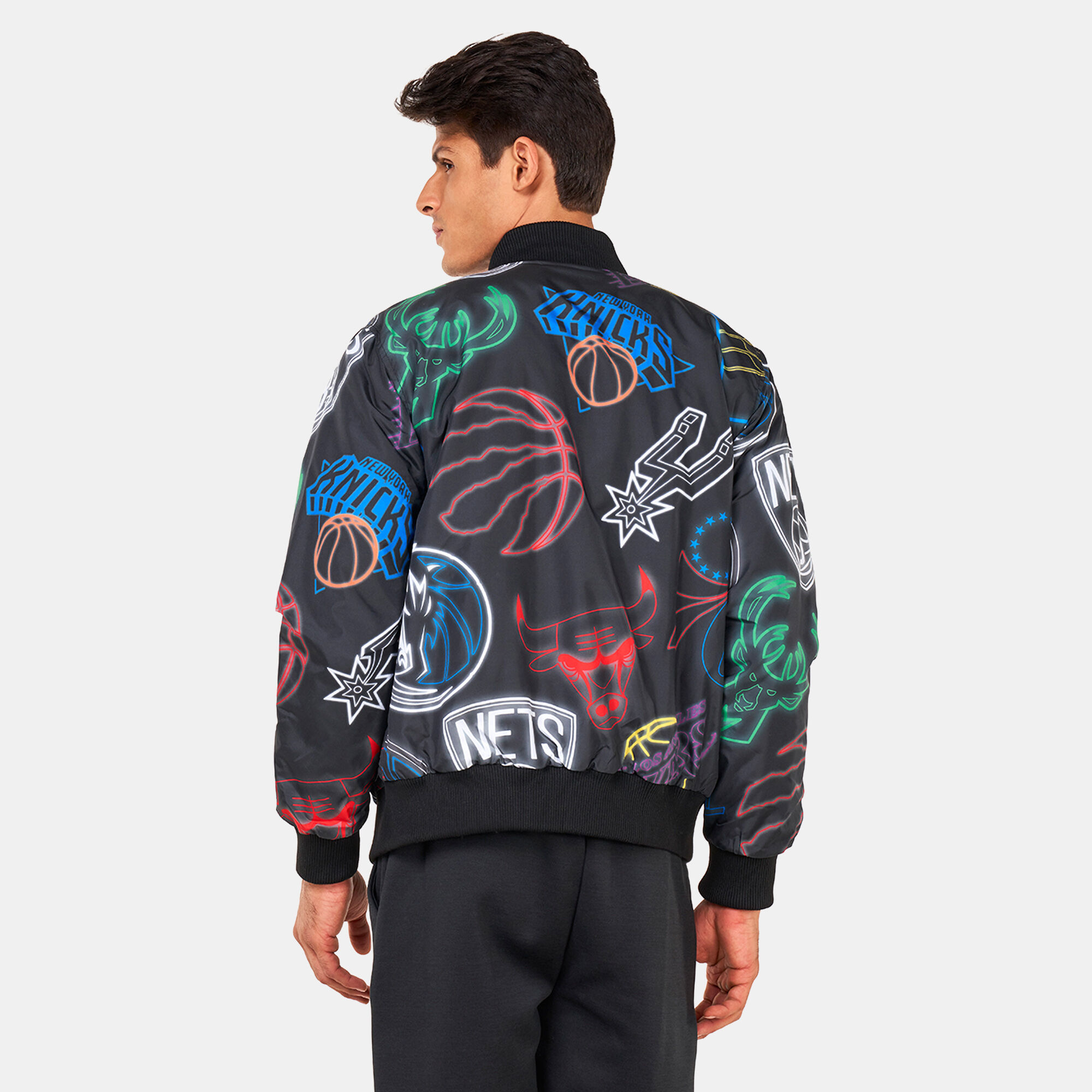 Buy New Era NBA Printed Bomber Jacket Black in Kuwait SSS