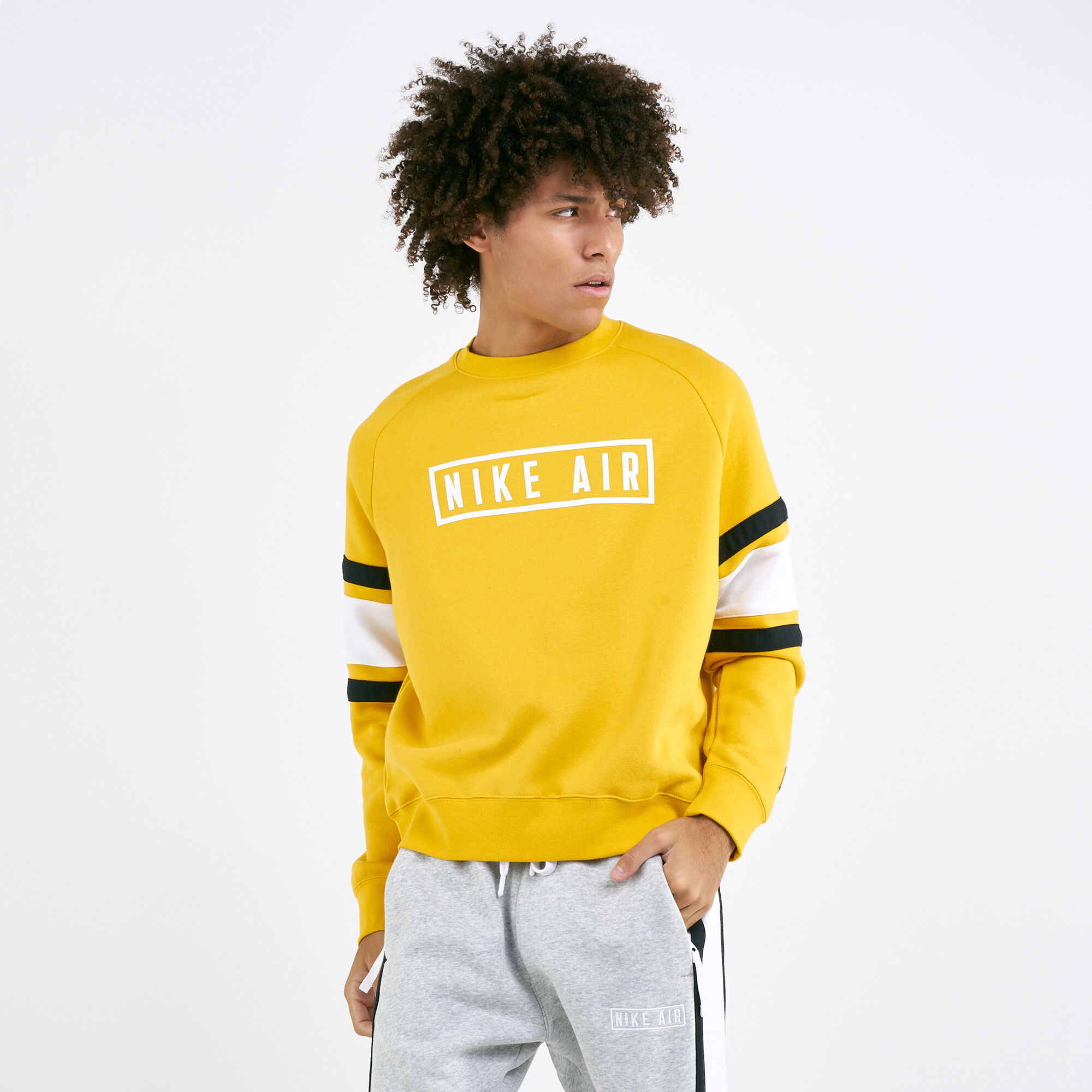 Men s Air Fleece Crew Sweatshirt Grey Nike in Kuwait SSS