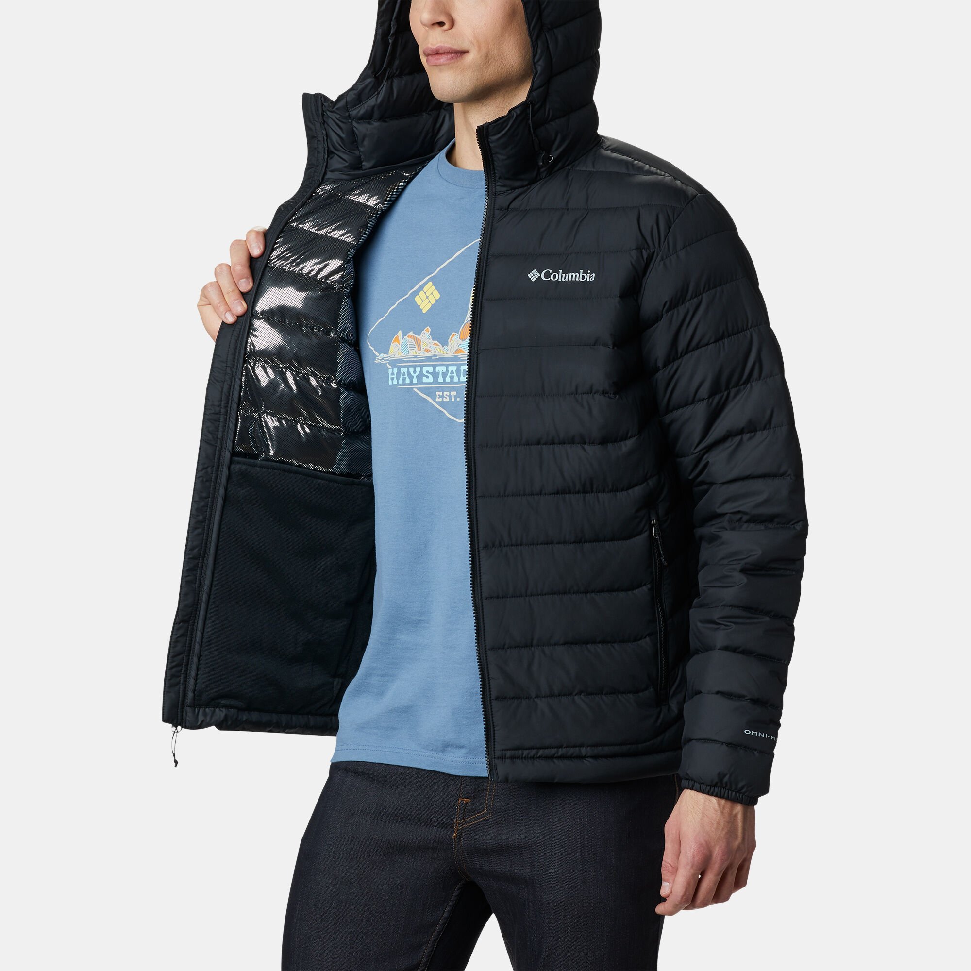 Men s Powder Lite Hooded Jacket Black Columbia in Kuwait SSS