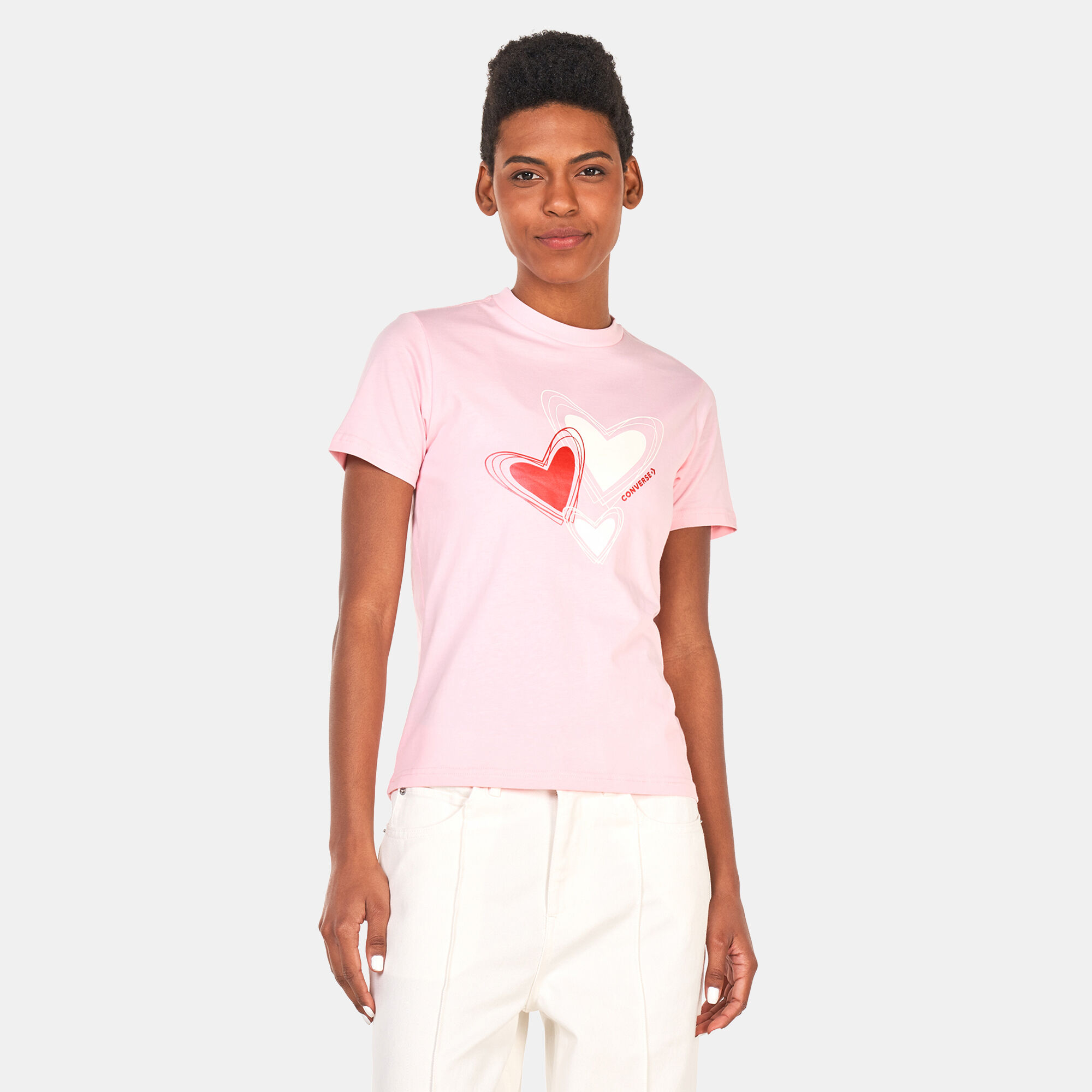 Women s Heart Graphic T Shirt Pink Converse in Kuwait SSS