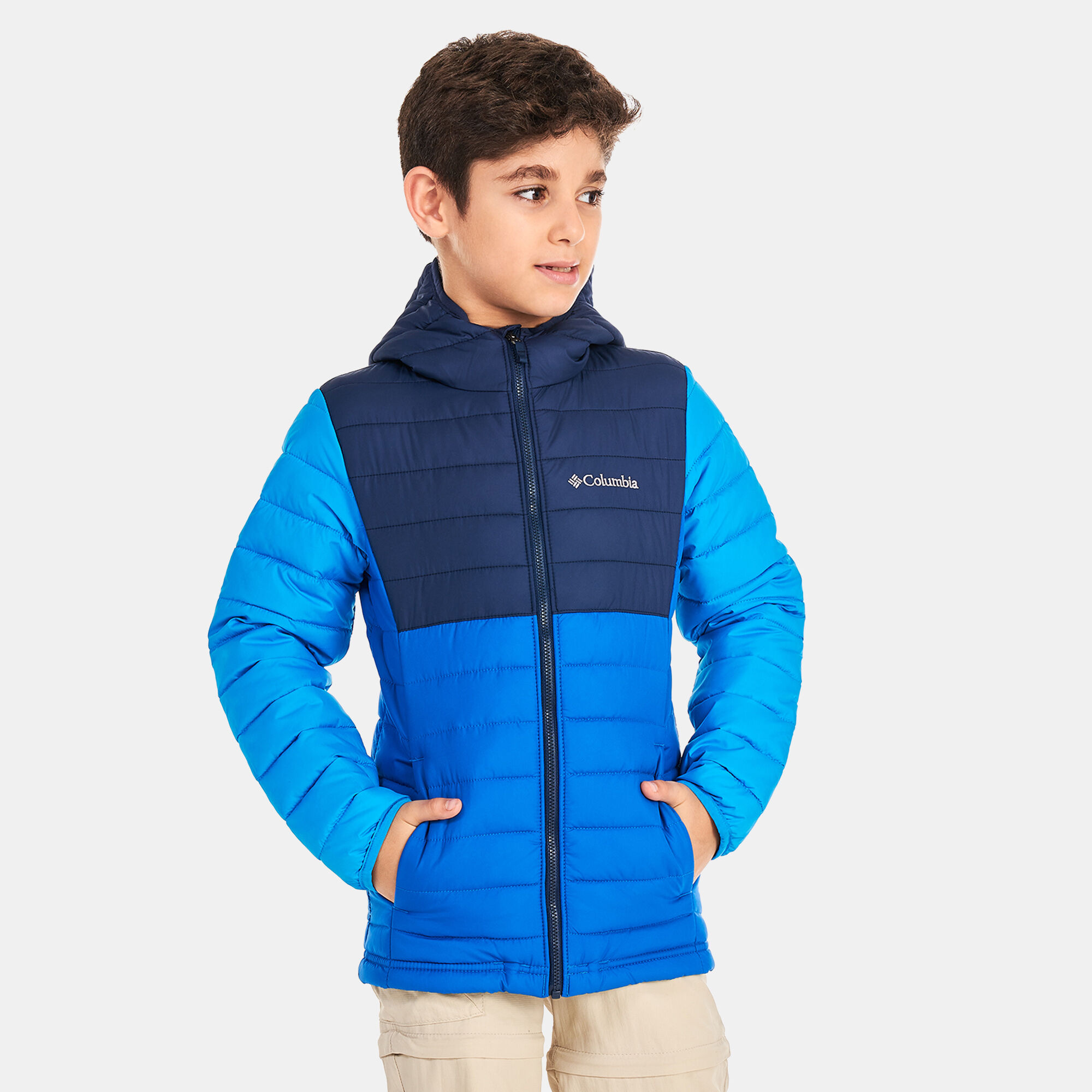Buy Columbia Kids Powder Lite Hooded Jacket Blue in Kuwait SSS