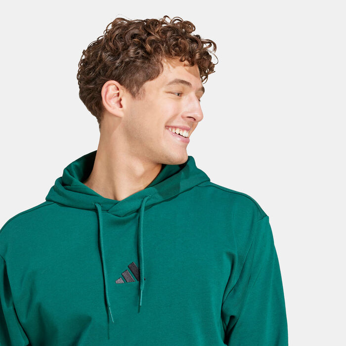 adidas Men's Essentials Feelcozy French Terry Hoodie Green image number 4