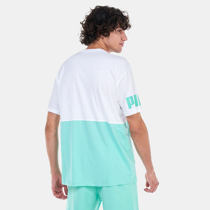 PUMA Men's POWER Colourblock T-Shirt Green image number 1