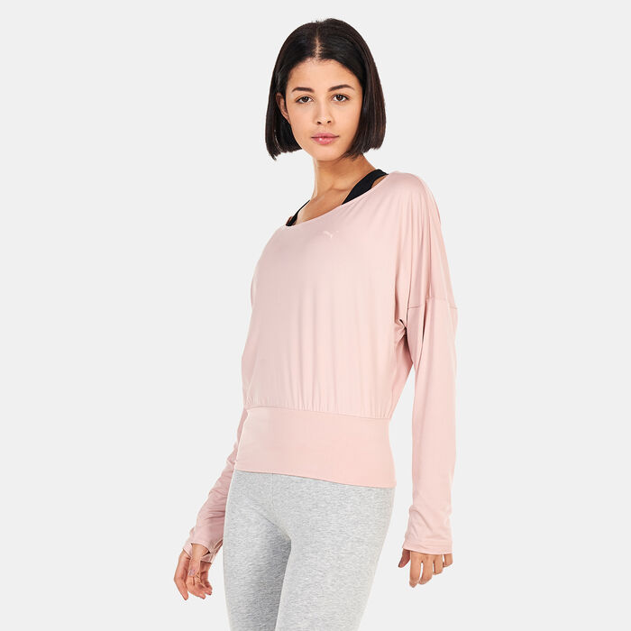 PUMA Women's Studio Yogini Lite Long-Sleeved Training T-Shirt Pink image number 0