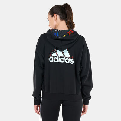 adidas Women's Essentials Logo Full-Zip Hoodie Black