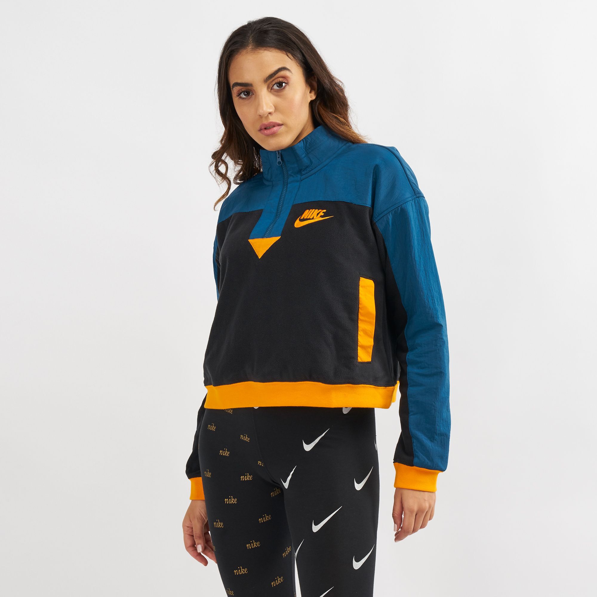 Nike blue and orange polar fleece half zip sweatshirt discount